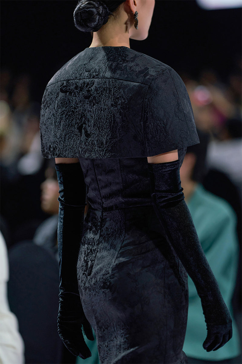 Bustier Gown With Mini Cape