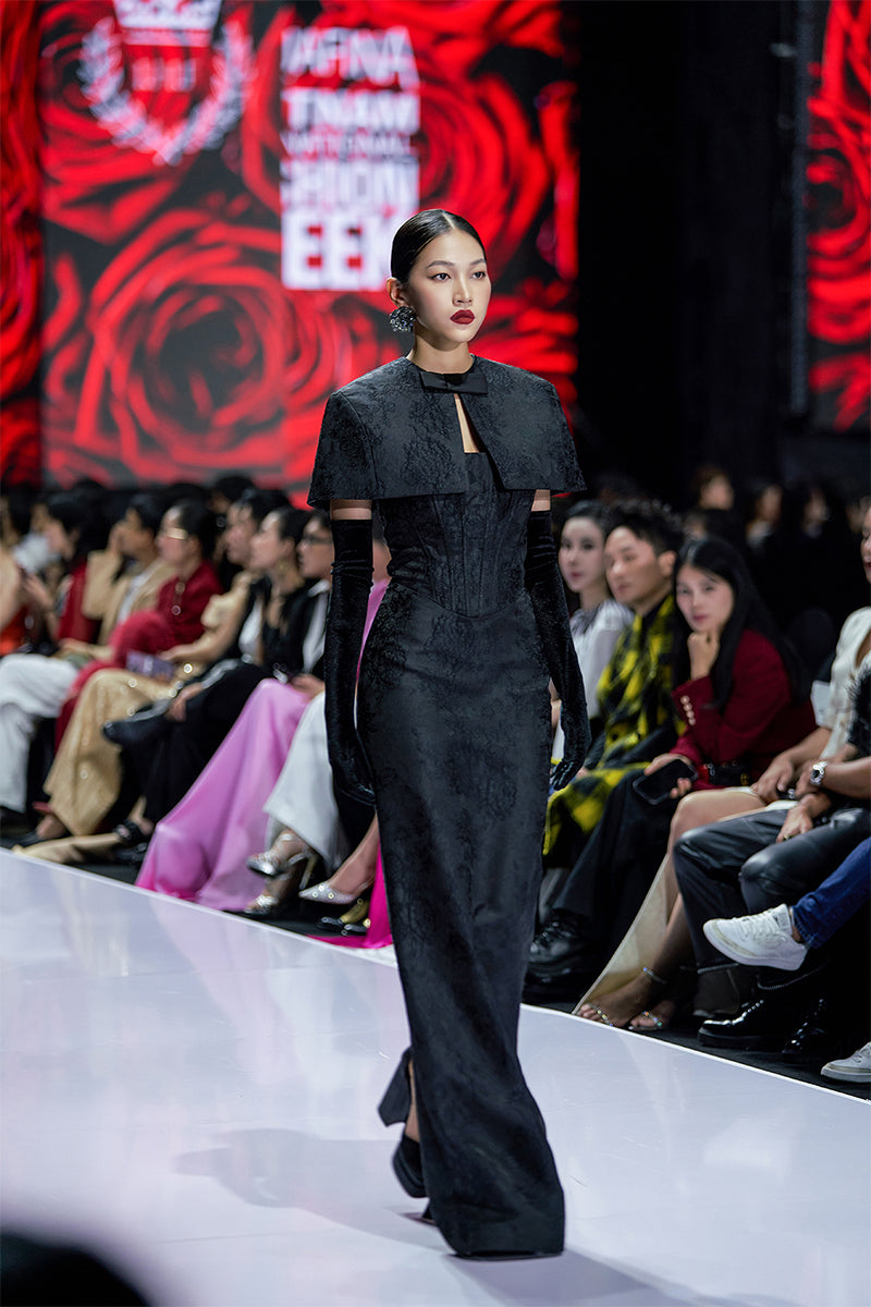 Bustier Gown With Mini Cape