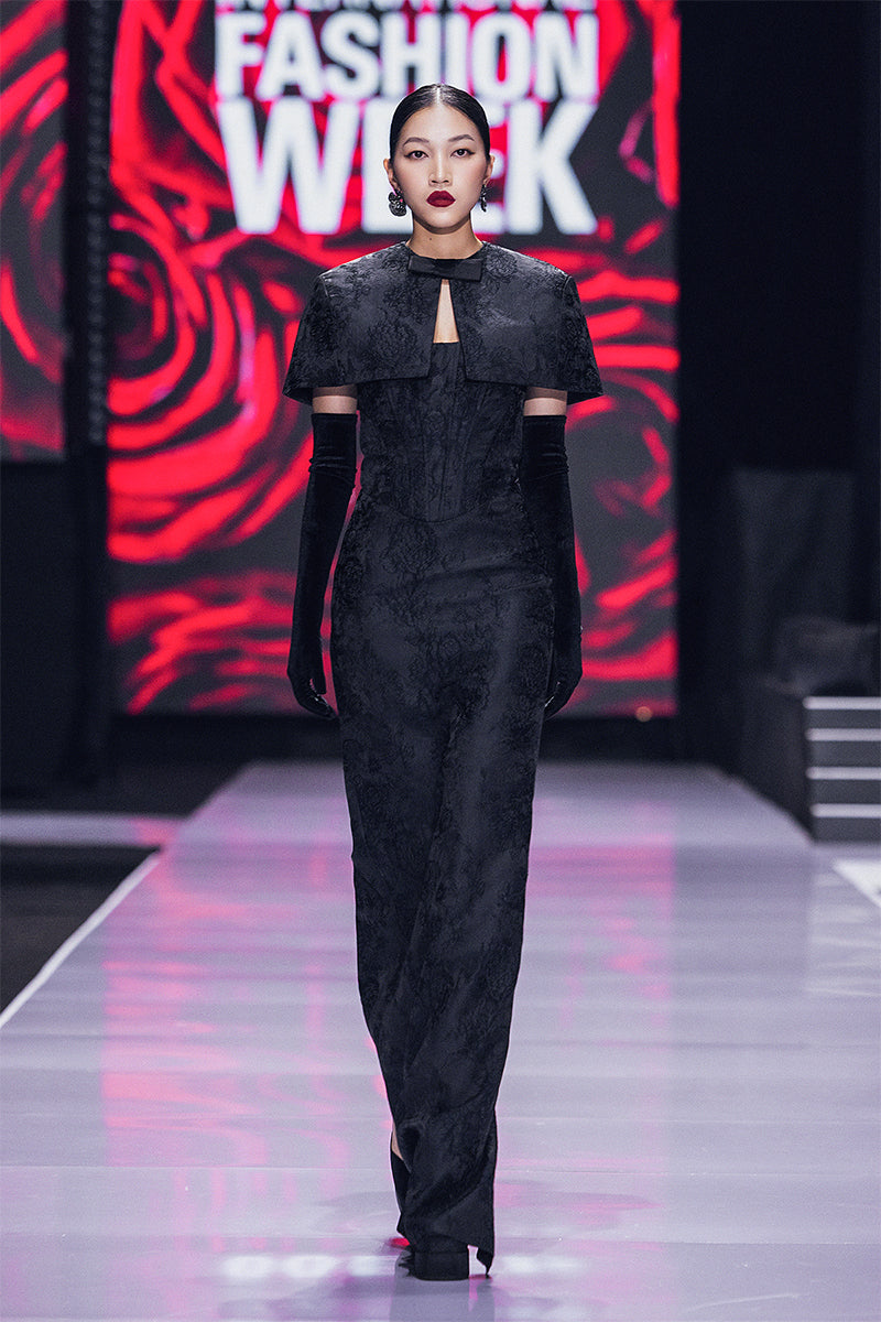 Bustier Gown With Mini Cape