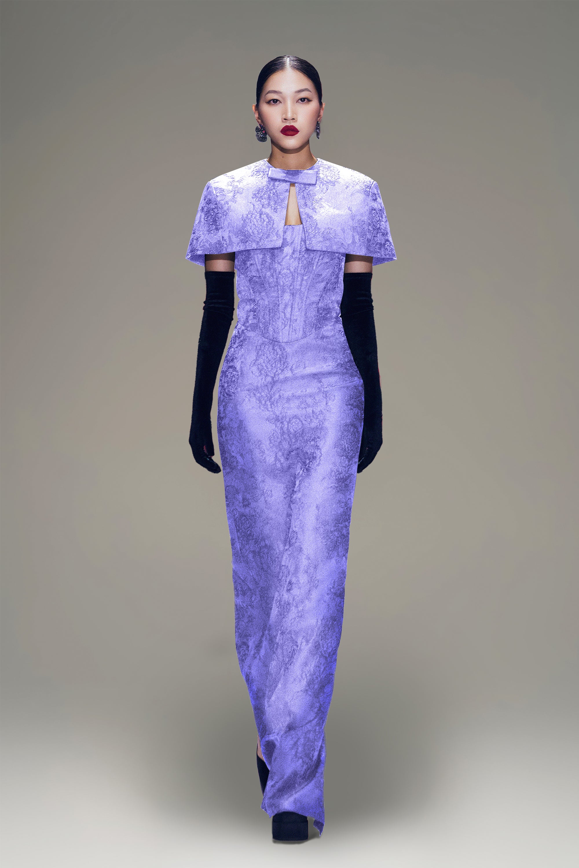 Burstier Gown With Mini Cape