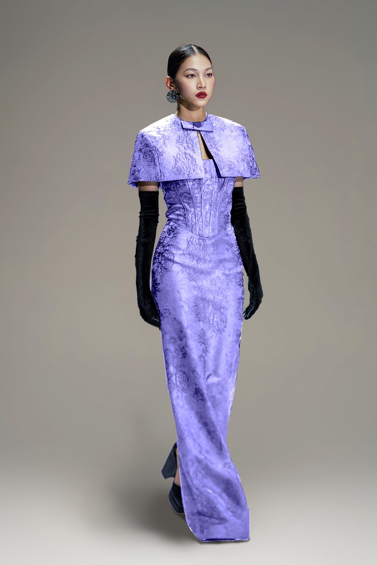 Burstier Gown With Mini Cape