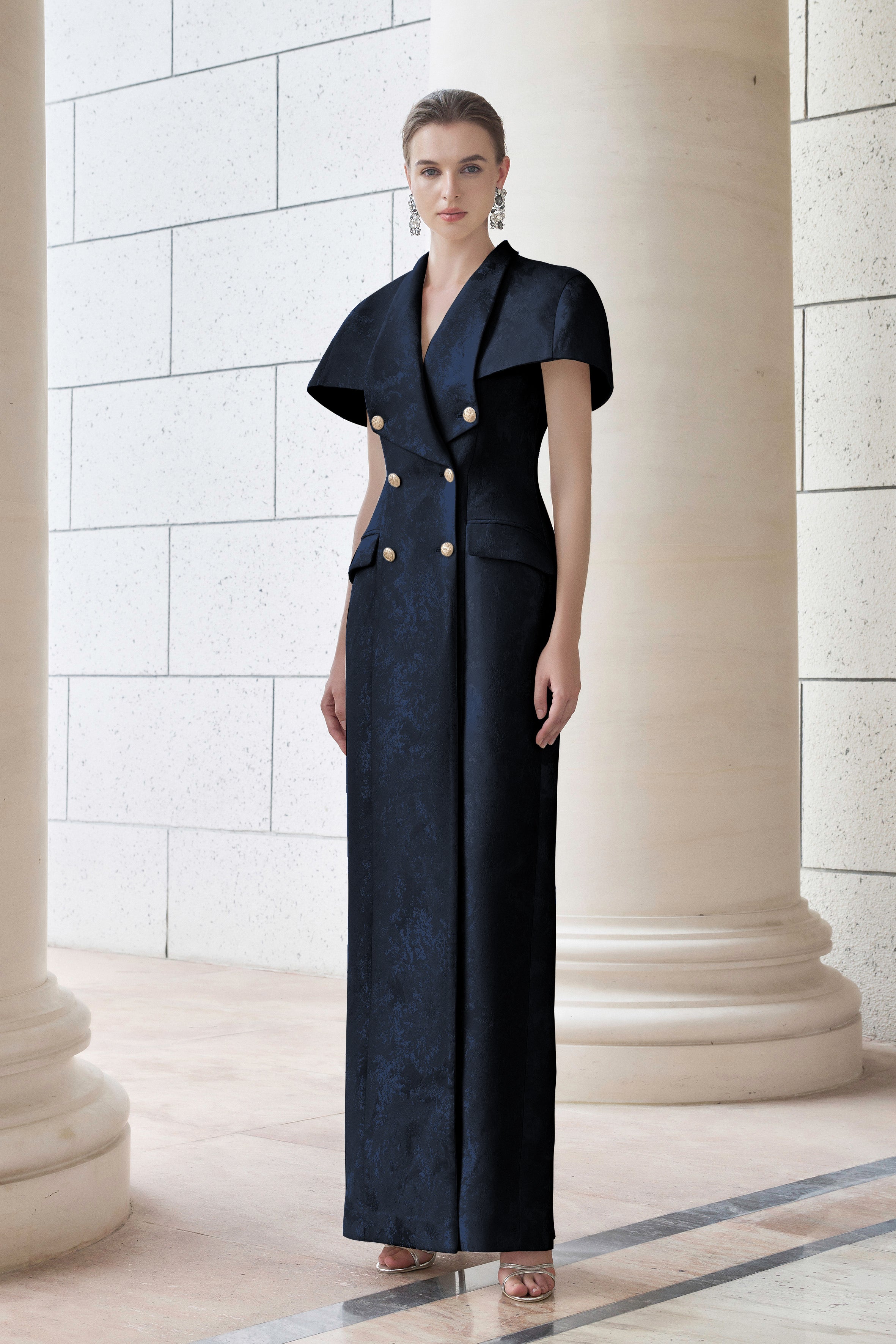 Long Dress-Coat With Mini Cape