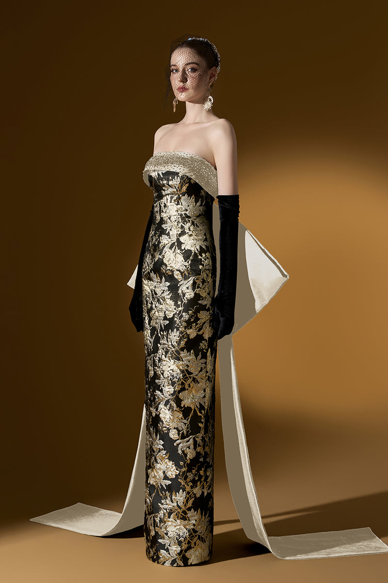 Burstier Column Gown With Back Bow