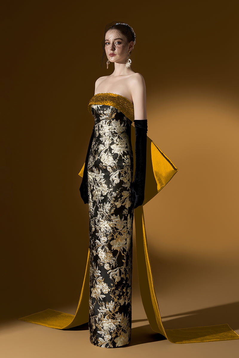 Burstier Column Gown With Back Bow