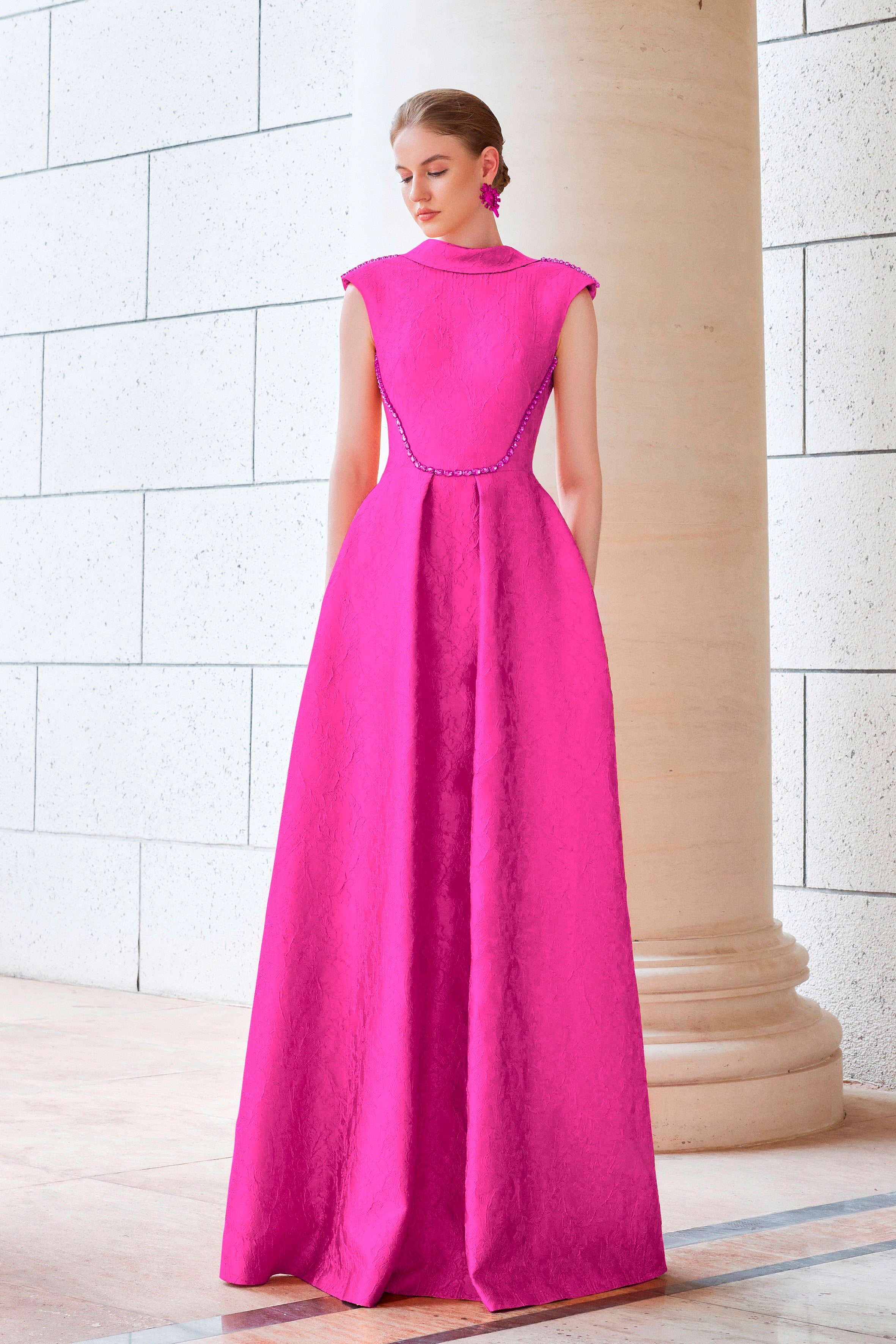A-Line Dress With De-Constructed Collar