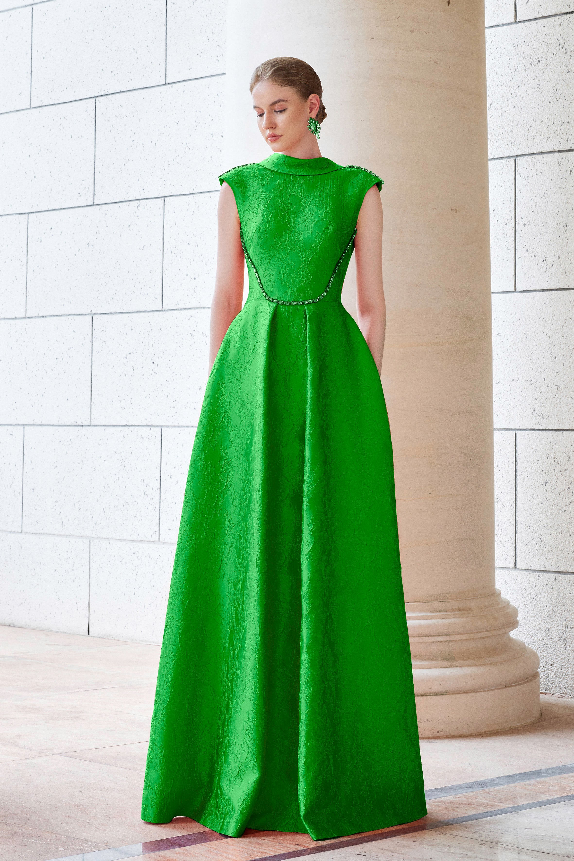 A-Line Dress With De-Constructed Collar