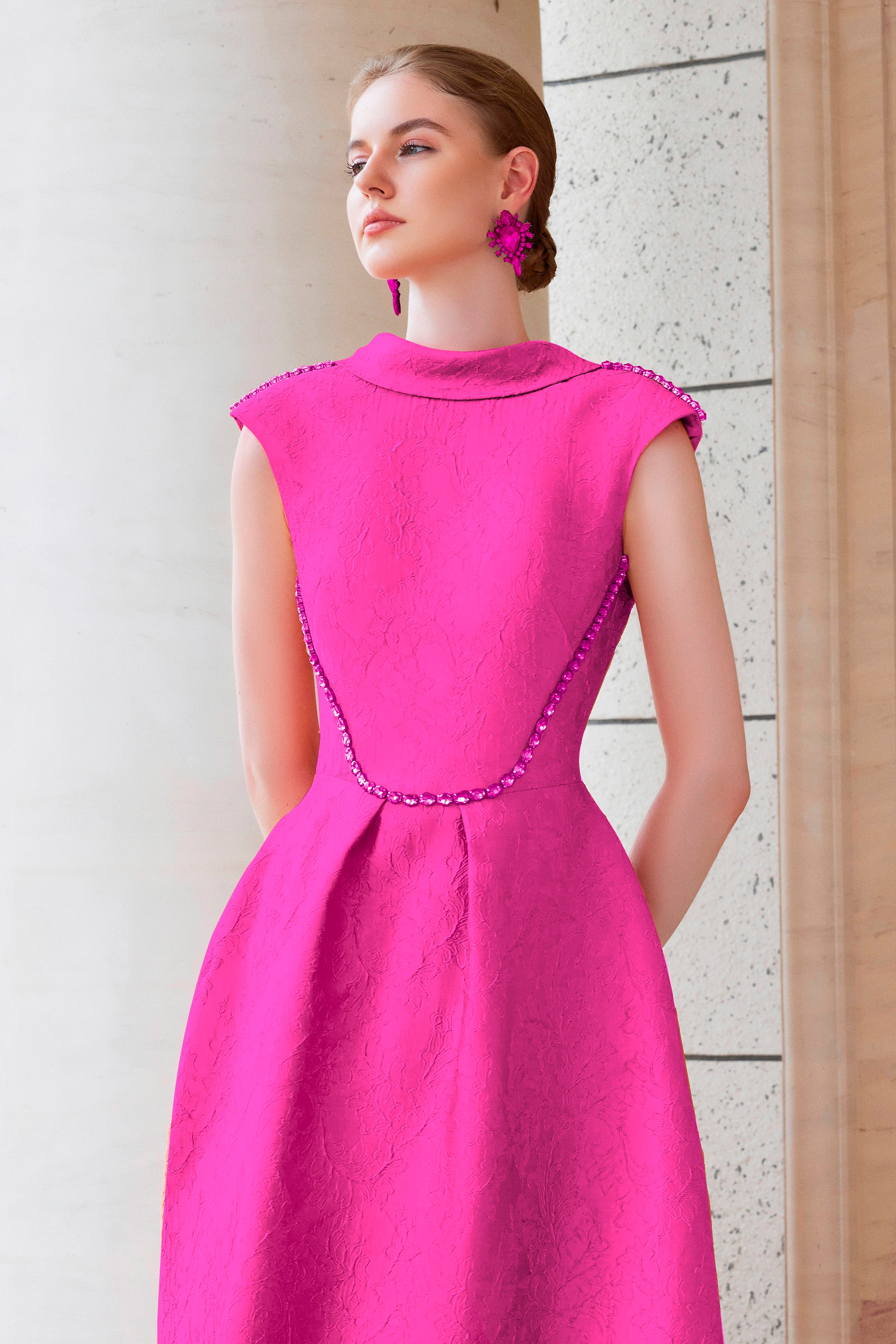 A-Line Dress With De-Constructed Collar