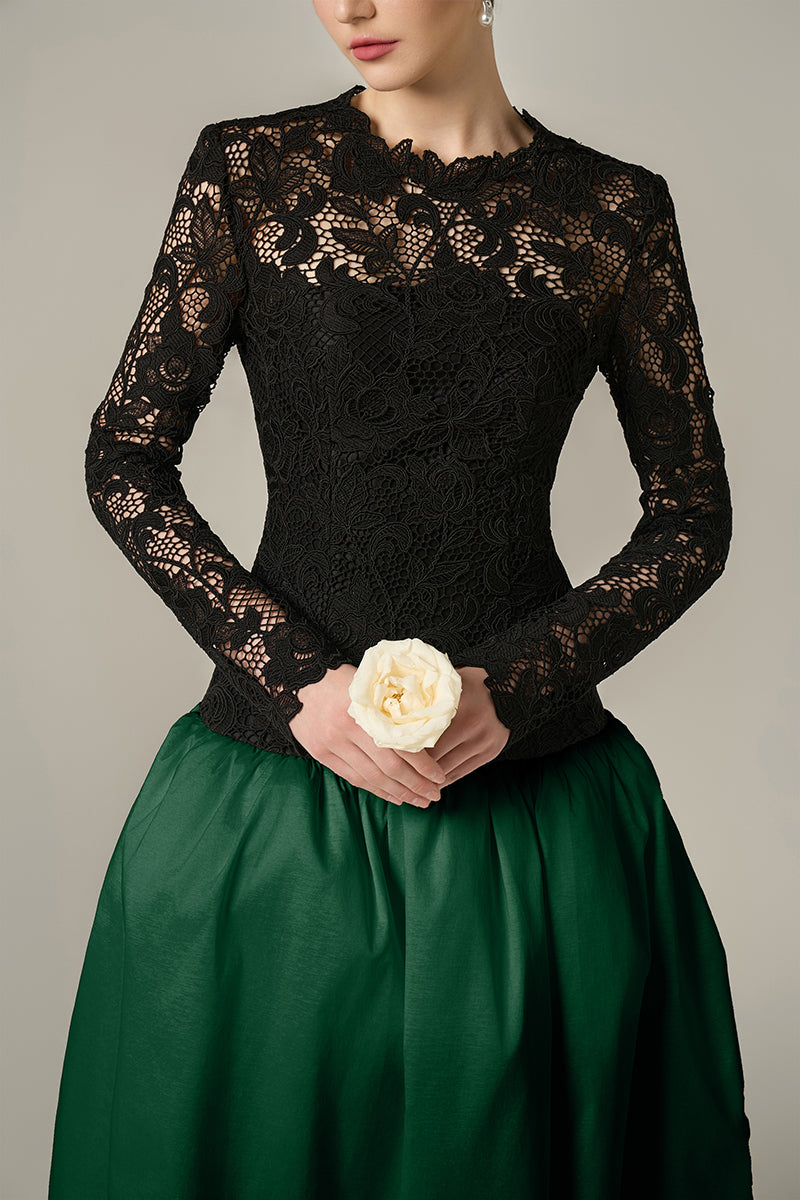 LONG SLEEVES BALL GOWN WITH BUBBLE HEM
