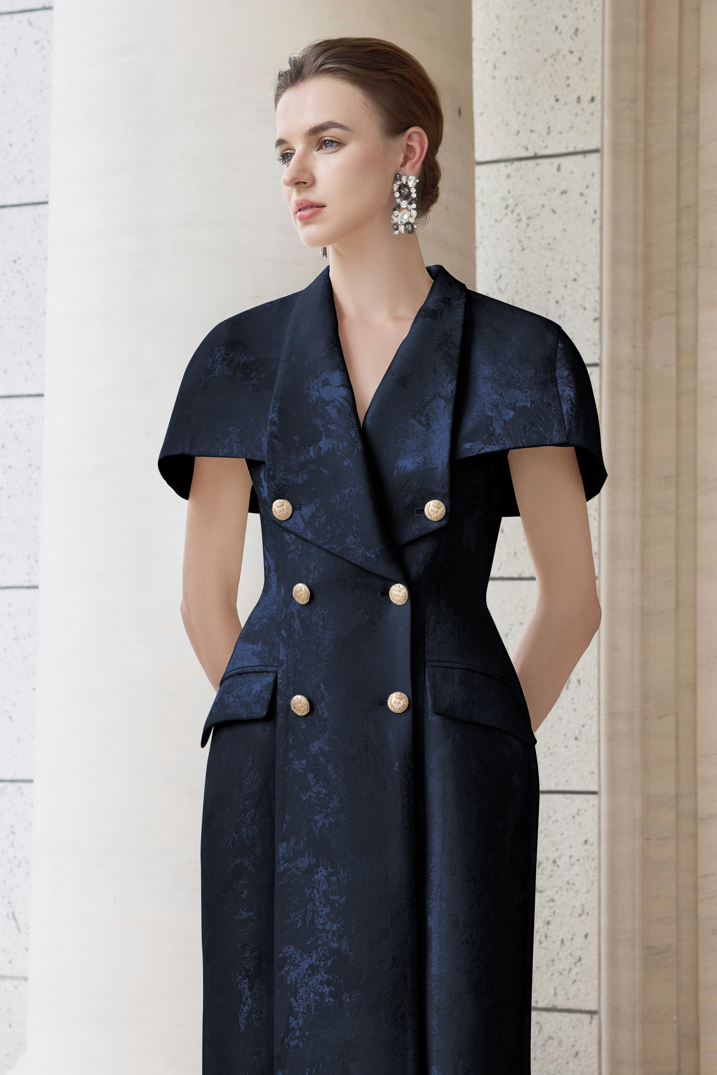 Long Dress-Coat With Mini Cape