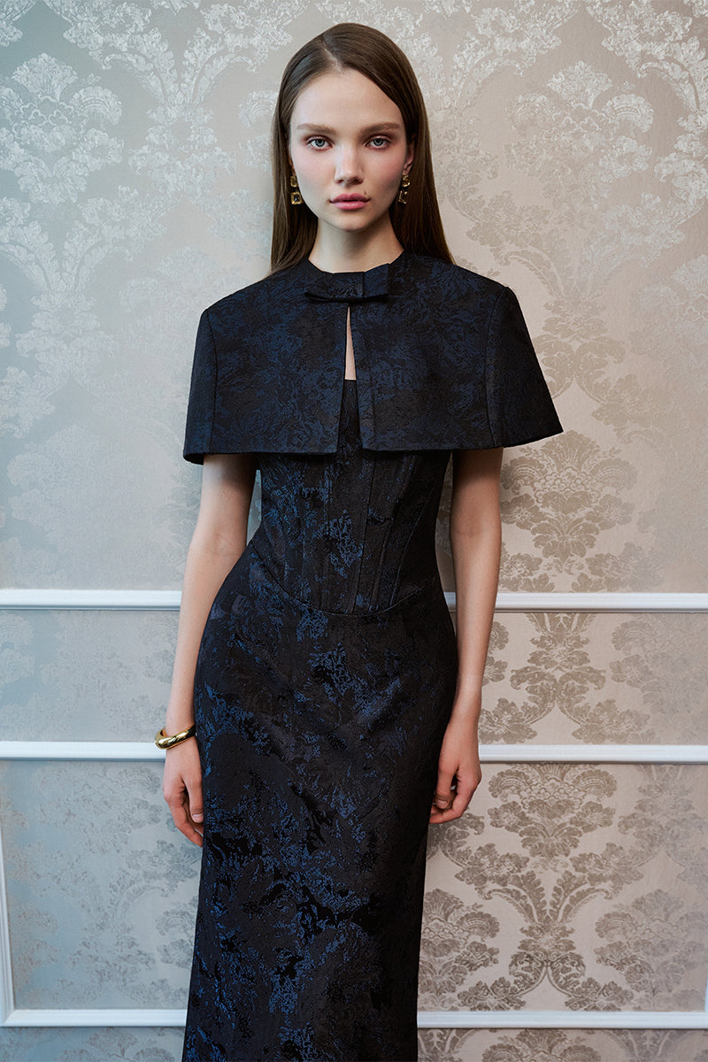 Bustier Gown With Mini Cape