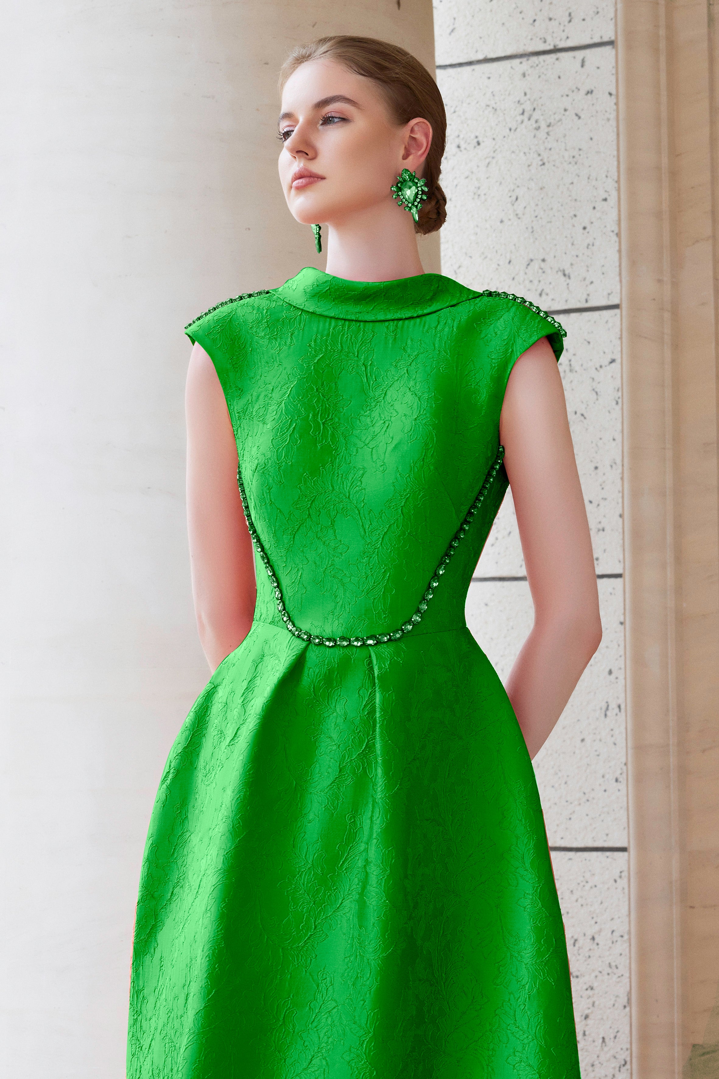 A-Line Dress With De-Constructed Collar