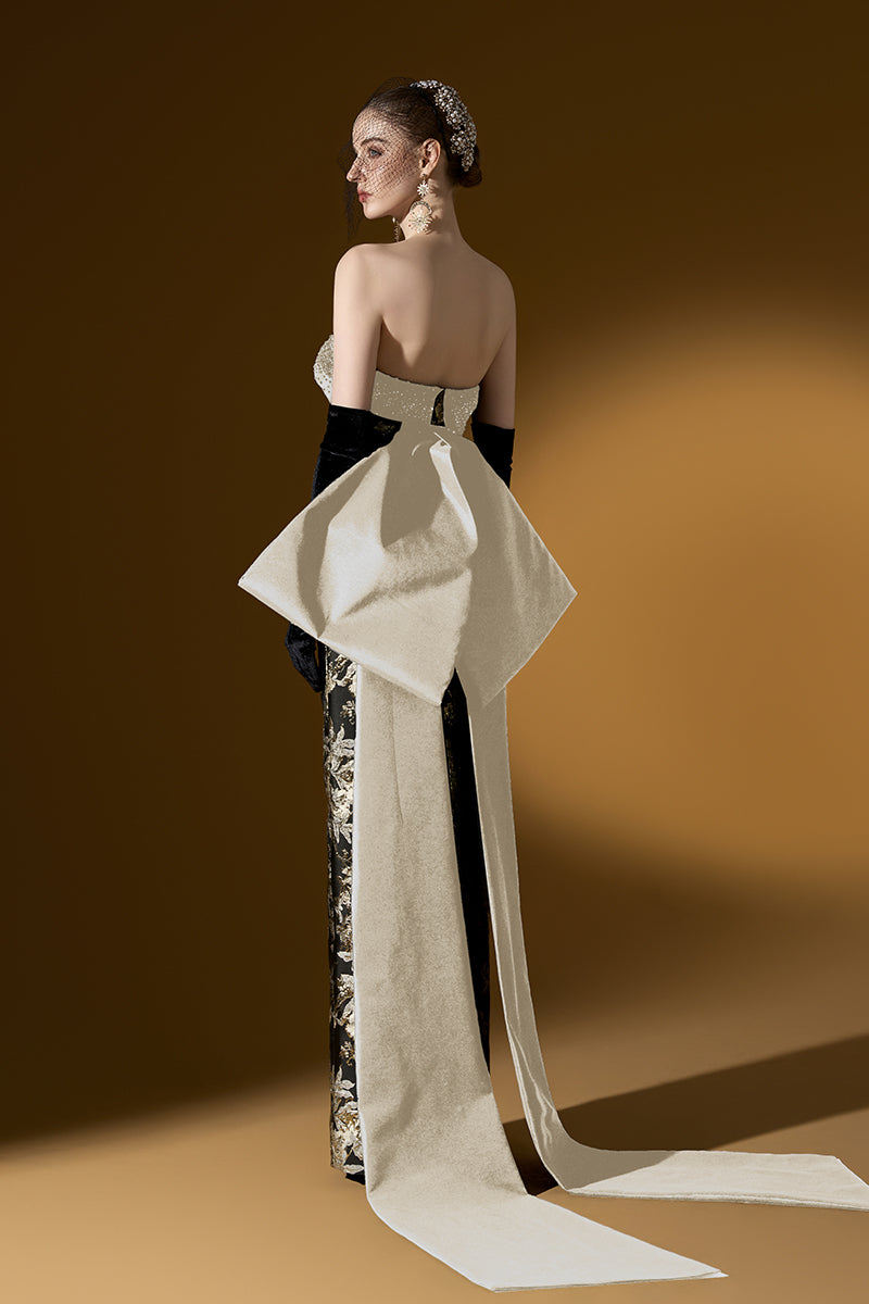 Burstier Column Gown With Back Bow