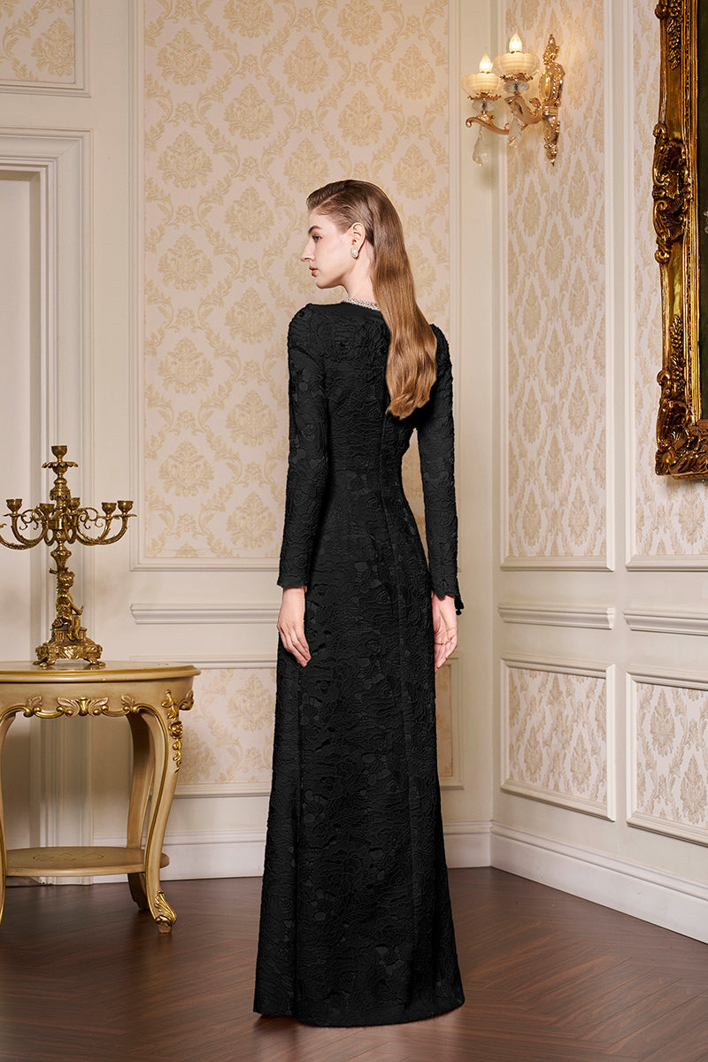 Round Neckline Mermaid Lace And Agate Silk Gown