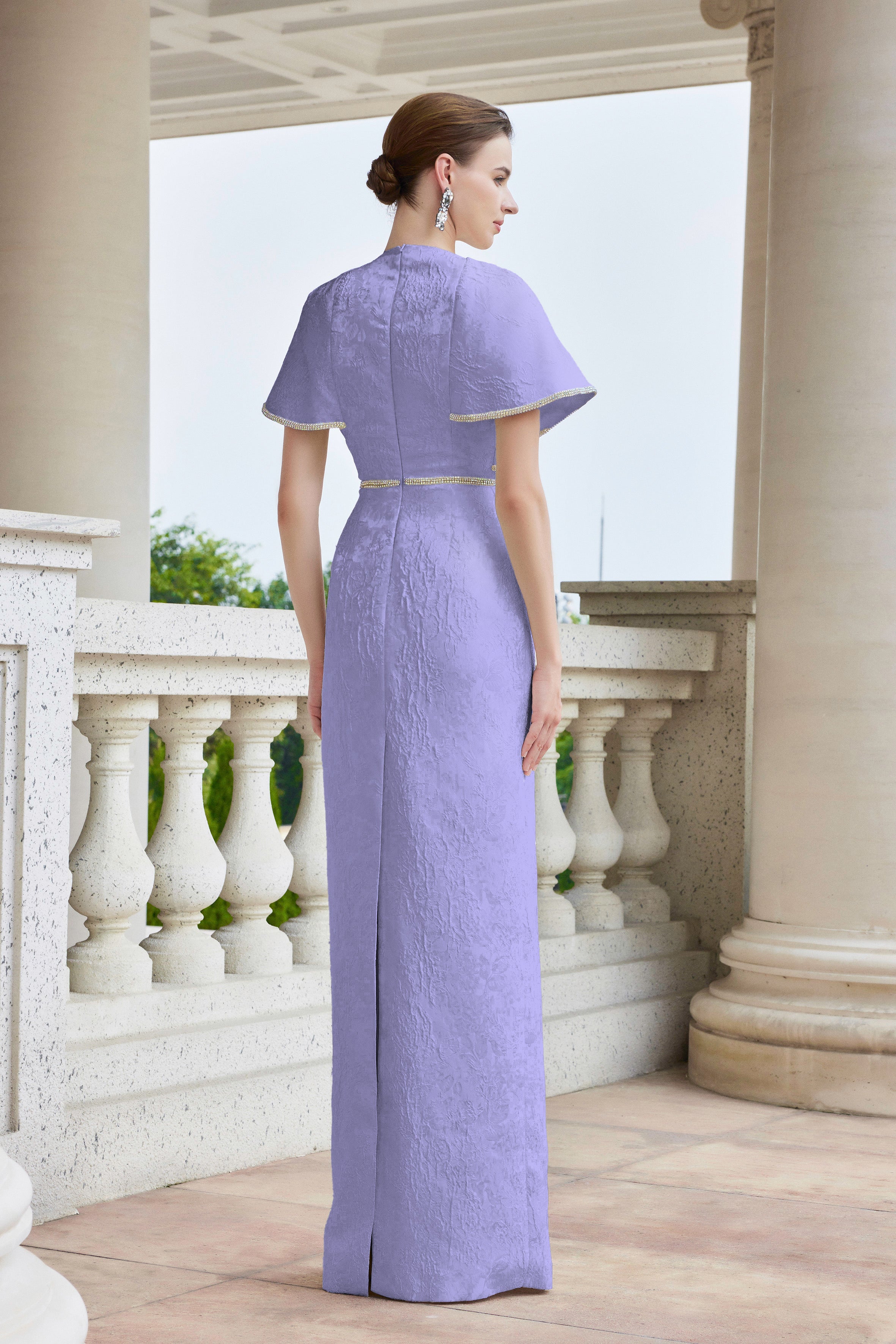 Round Neck Gown With Exaggerated Shoulders