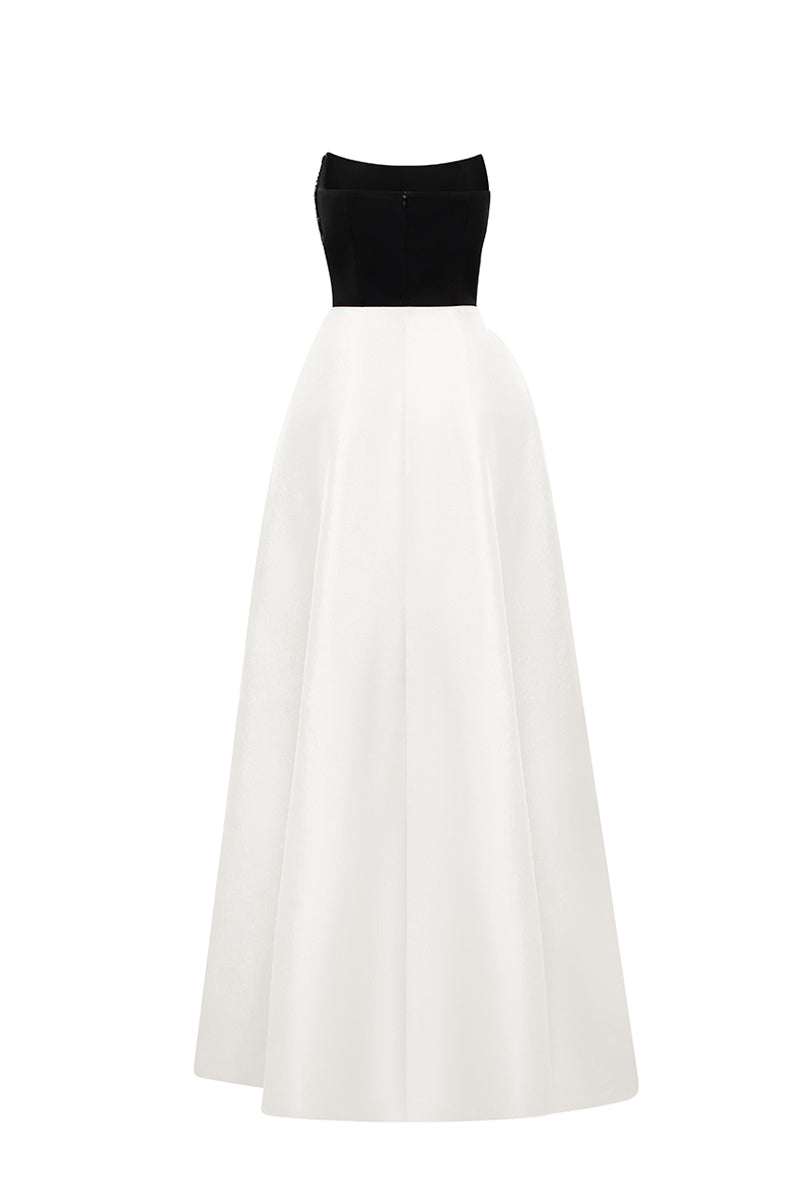Strapless Burstier Ballgown With Asymmetric Draped Detail