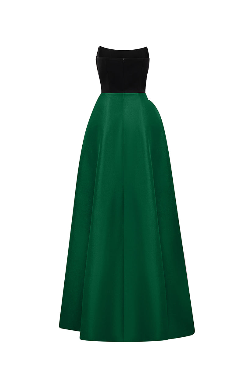 Strapless Burstier Ballgown With Asymmetric Draped Detail