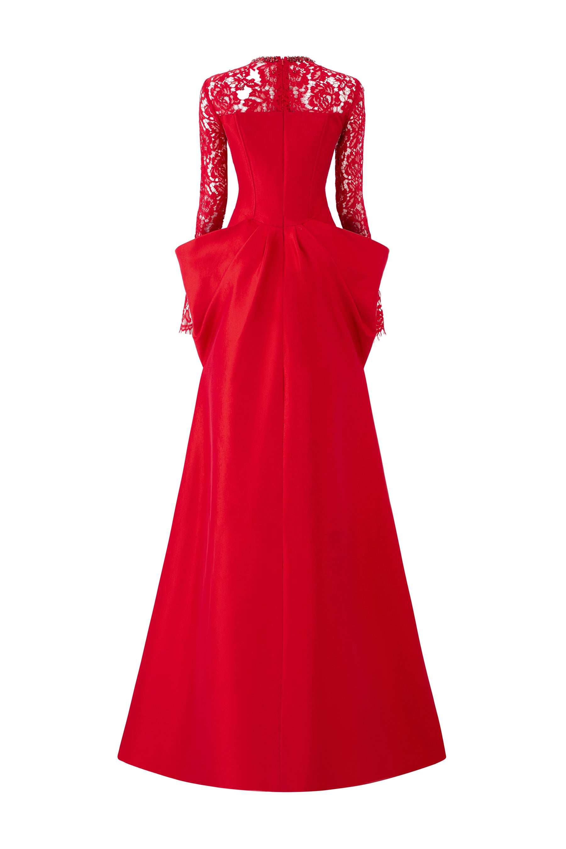 Long Sleeves With Draped Waist Gown