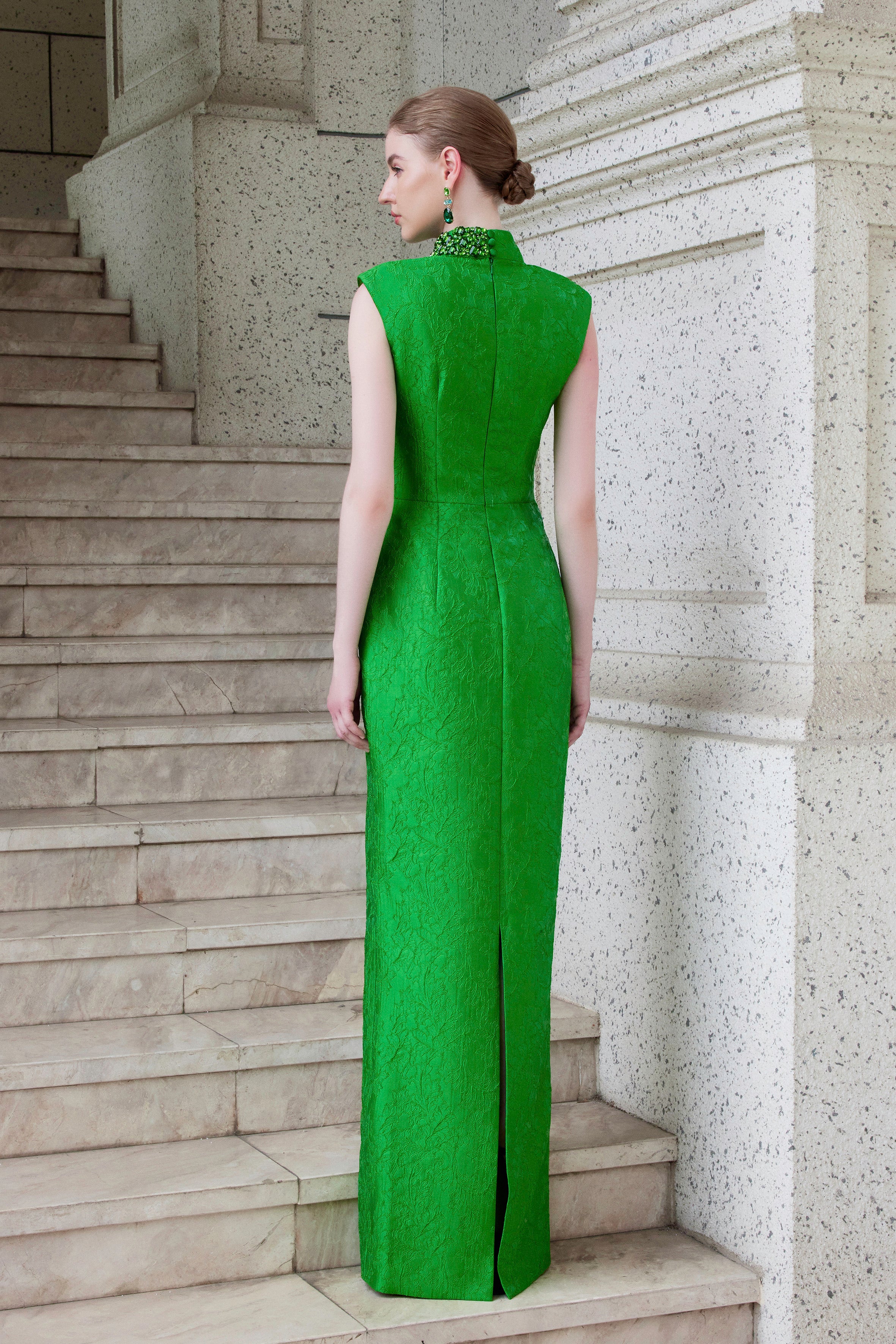 Stand Collar Cut-Out Dress