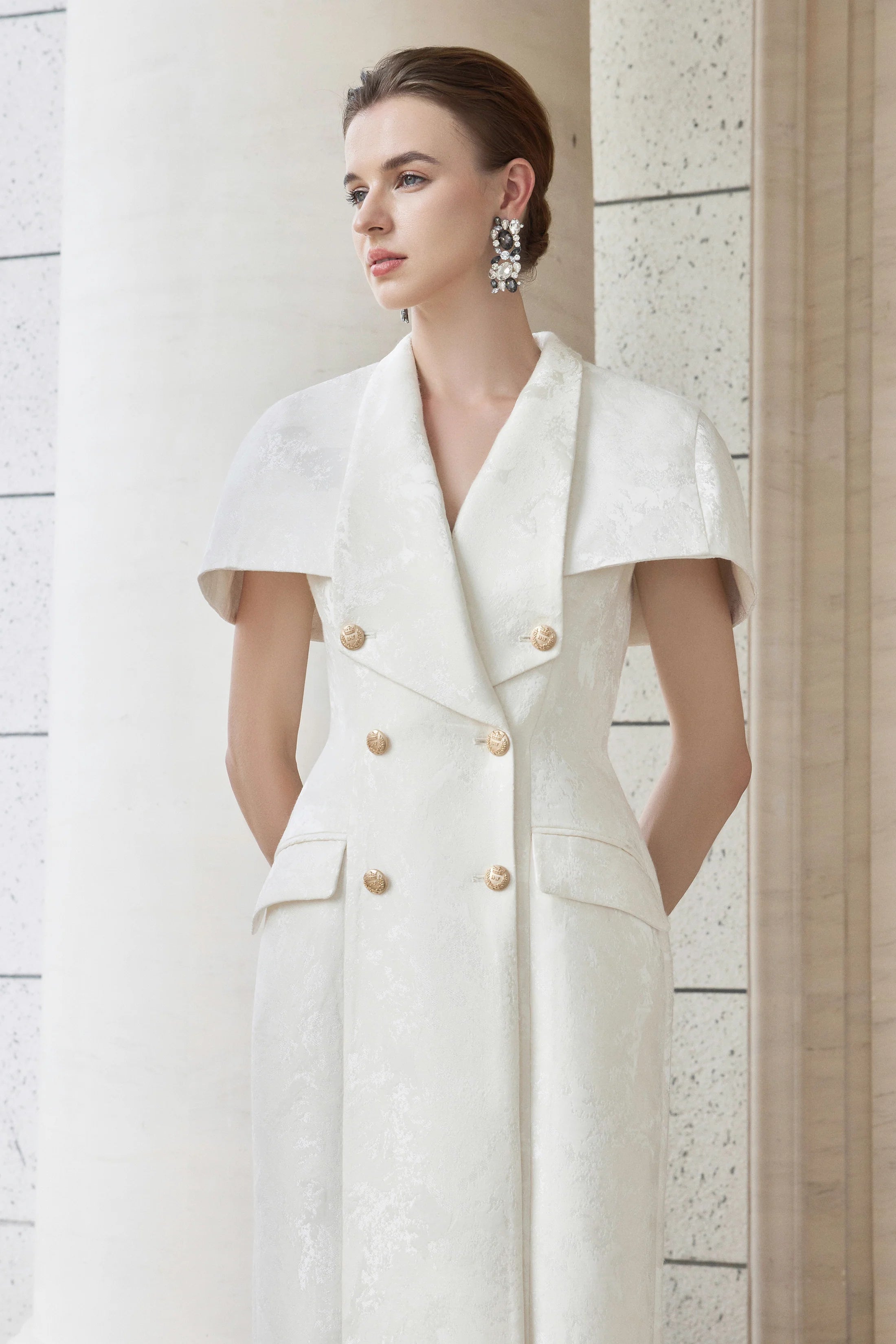 Long Dress-Coat With Mini Cape