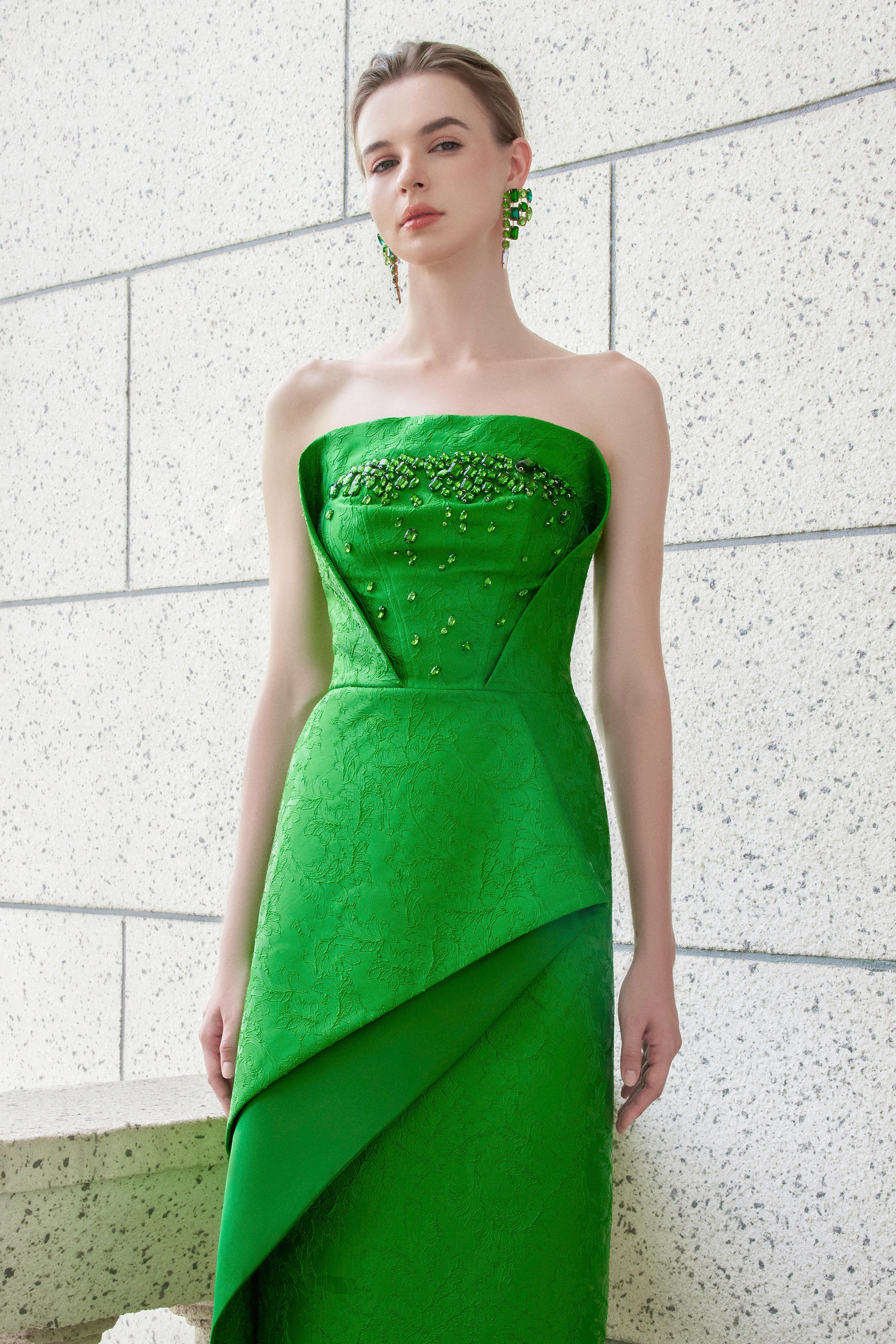 Bustier Dress With Front Draped Detail