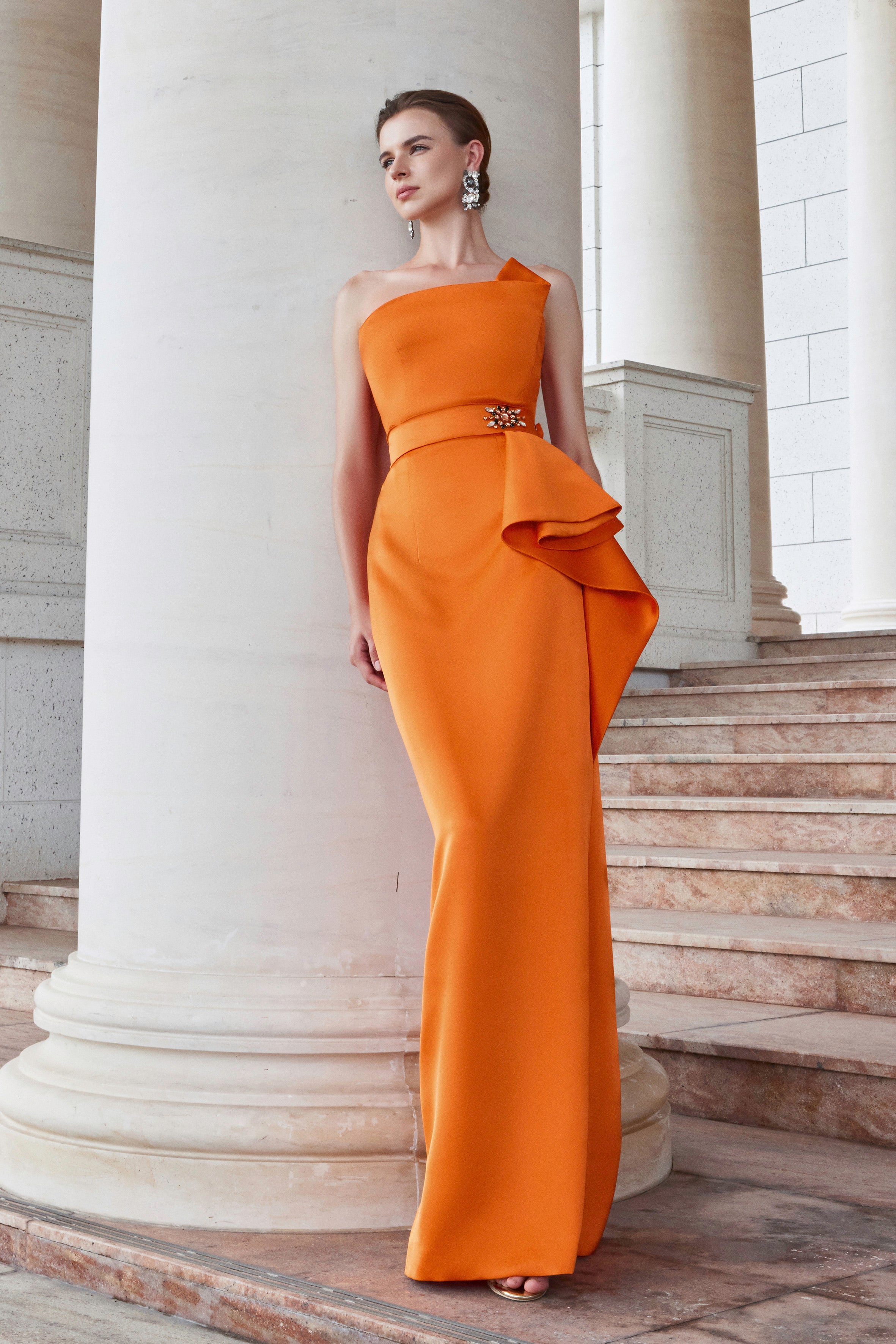 Dipped Dress With Waist Draped Detail