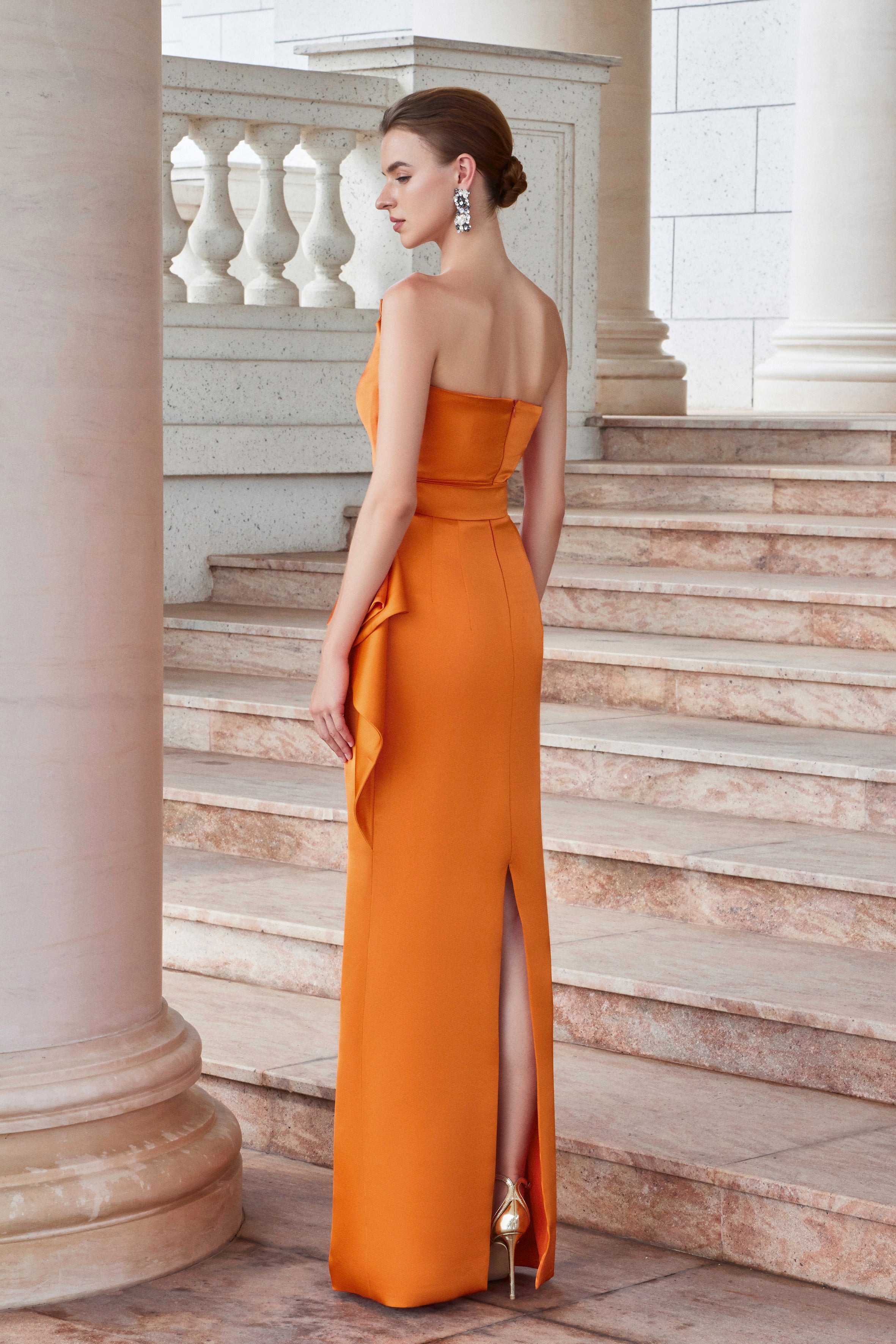 Dipped Dress With Waist Draped Detail