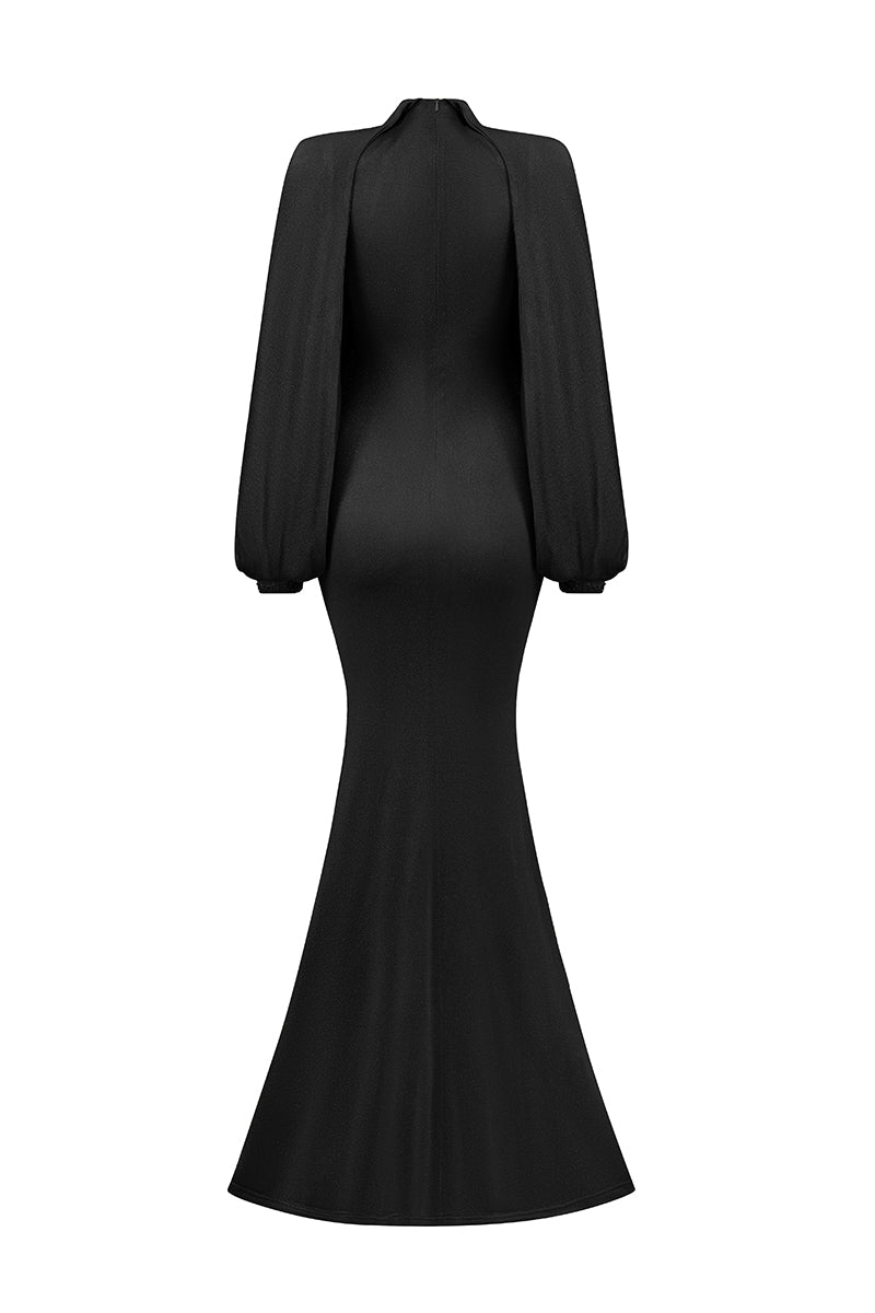 Asymmetric Sleeves Jersey Mermaid Gown
