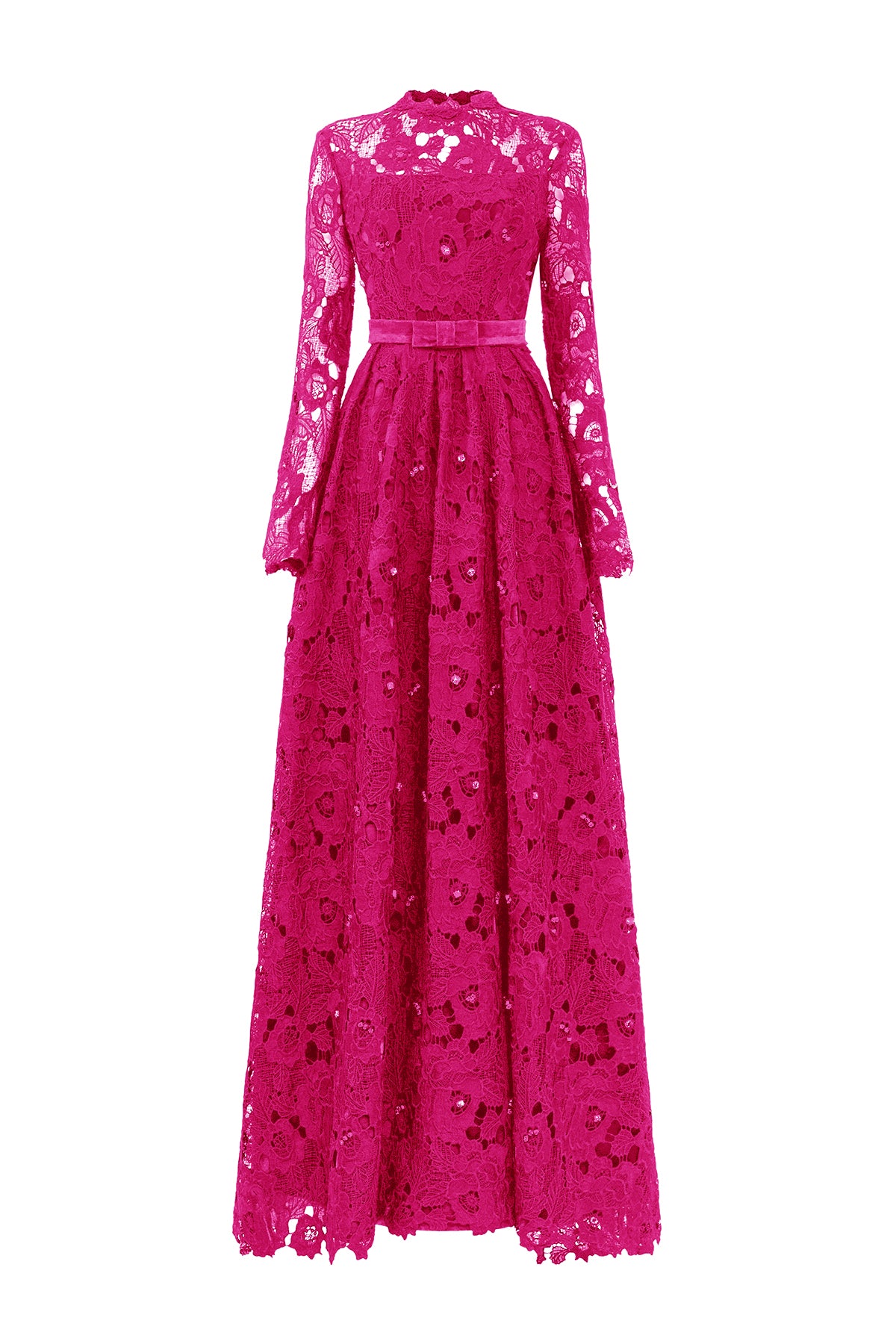 Pleated Lace and Velvet Gown