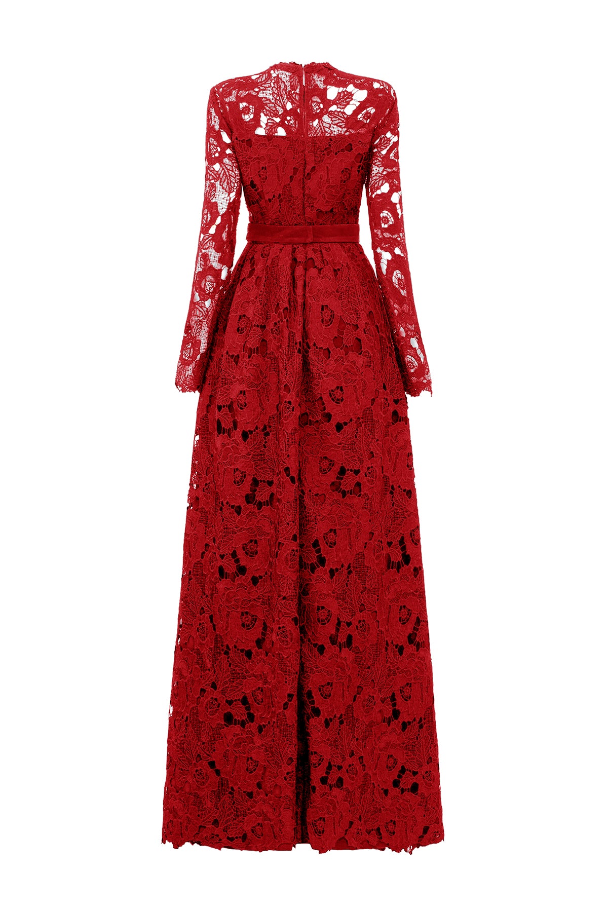 Pleated Lace and Velvet Gown