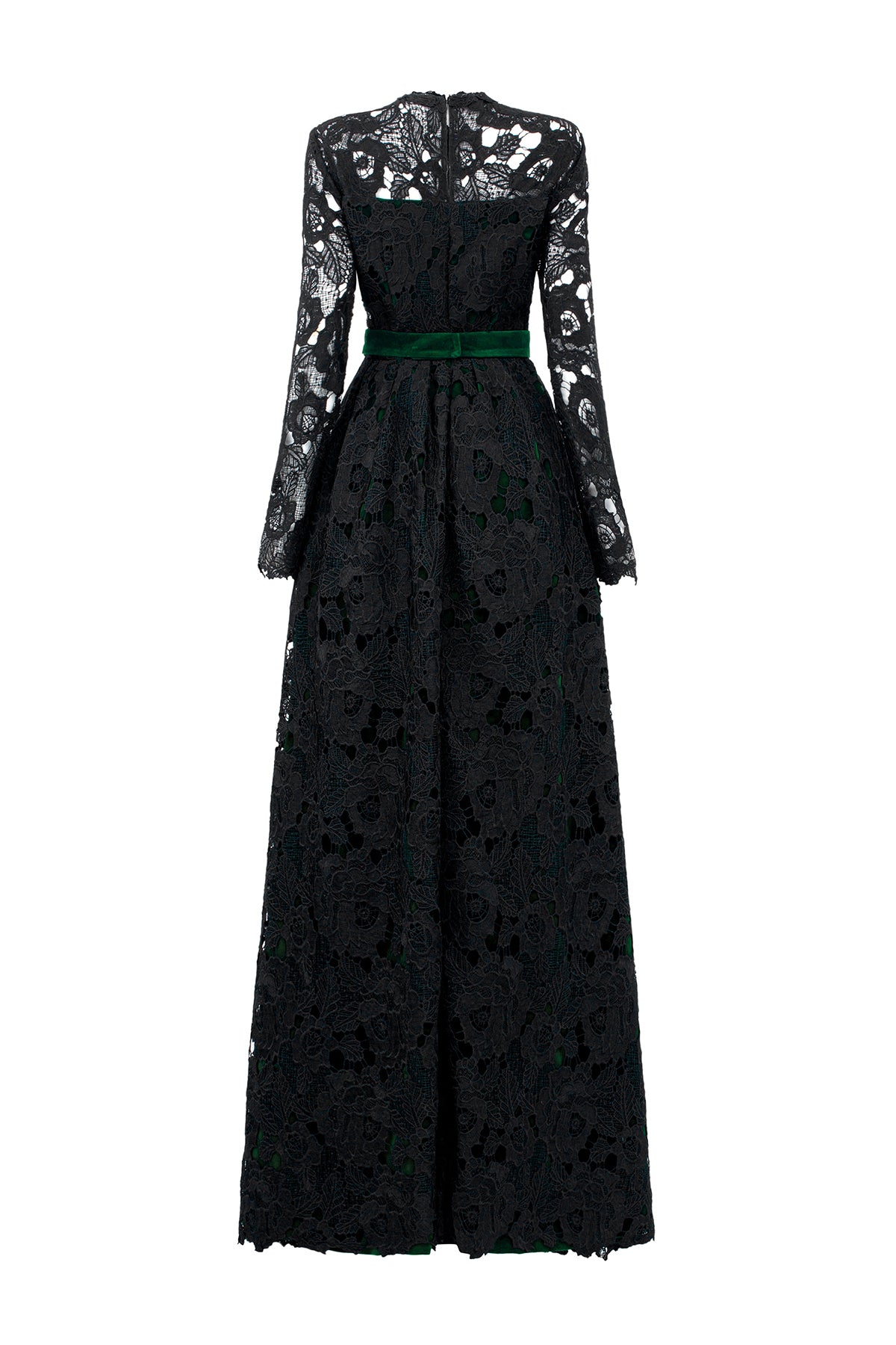 Pleated Lace and Velvet Gown