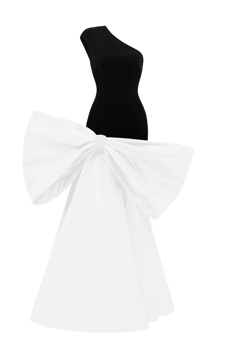 Asymmetric One-shoulder Gown With Exaggerated Bow
