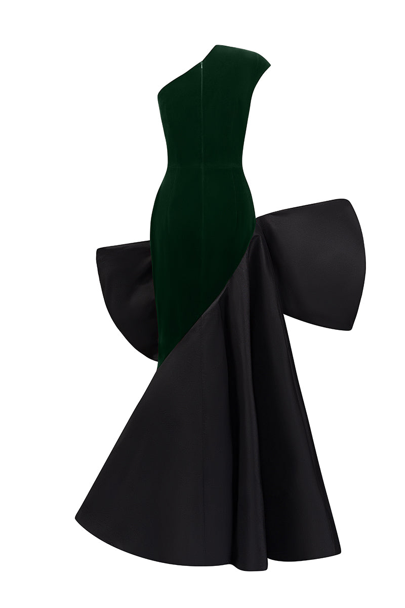 Asymmetric One-shoulder Gown With Exaggerated Bow