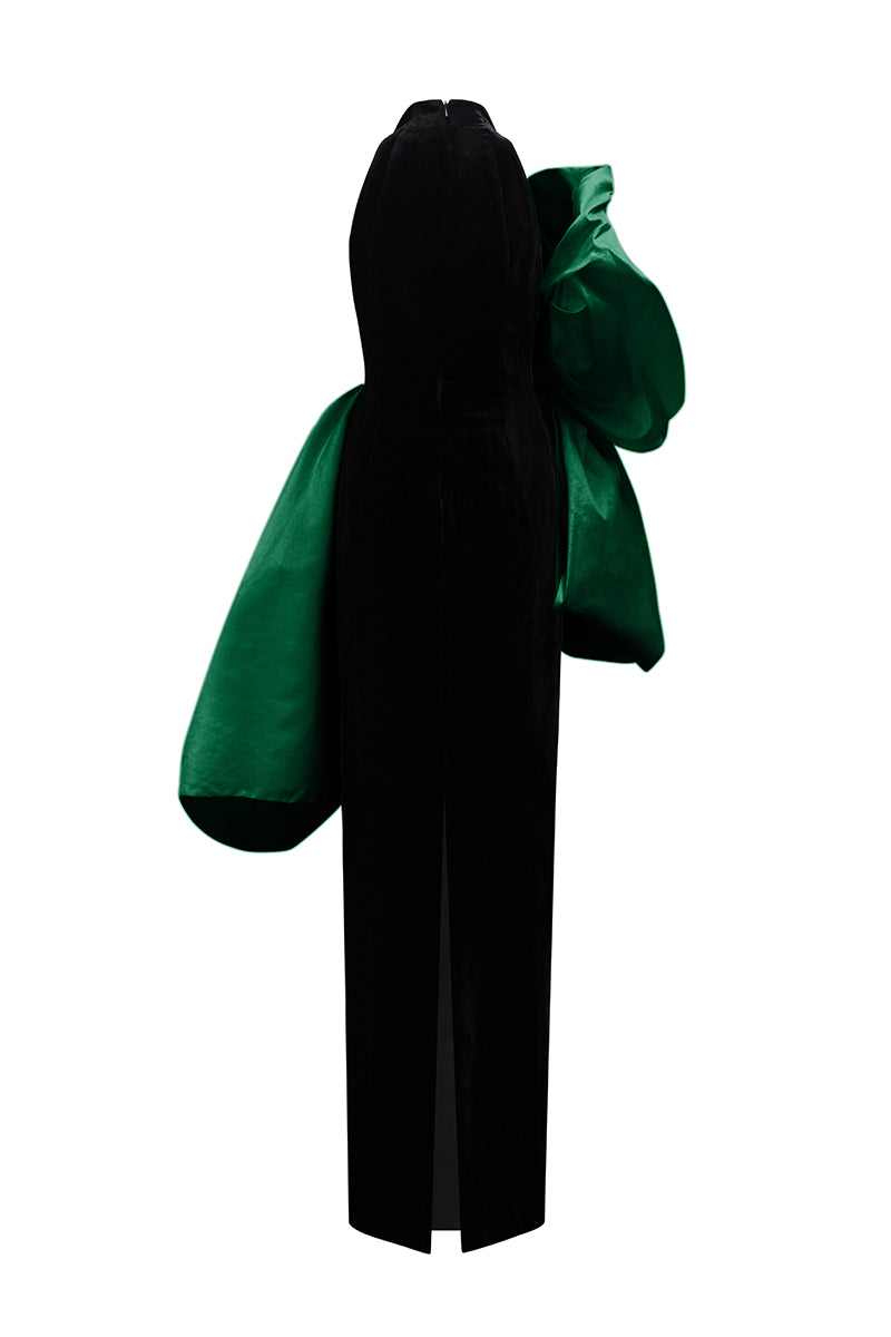 Column Gown With Draped Bouffant