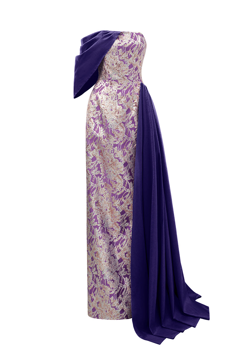 Burstier Column Gown With Asymmetric Draped Detail