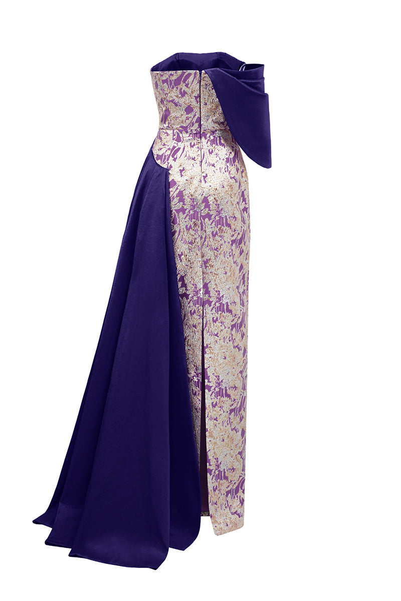 Burstier Column Gown With Asymmetric Draped Detail
