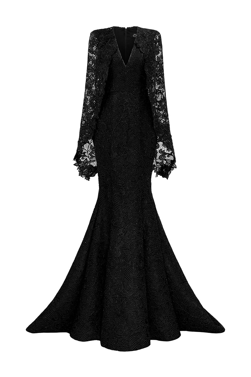 Mermaid Gown With Cape Sleeves