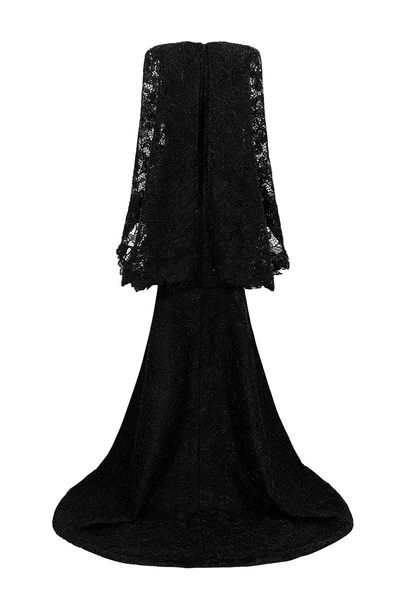 Mermaid Gown With Cape Sleeves