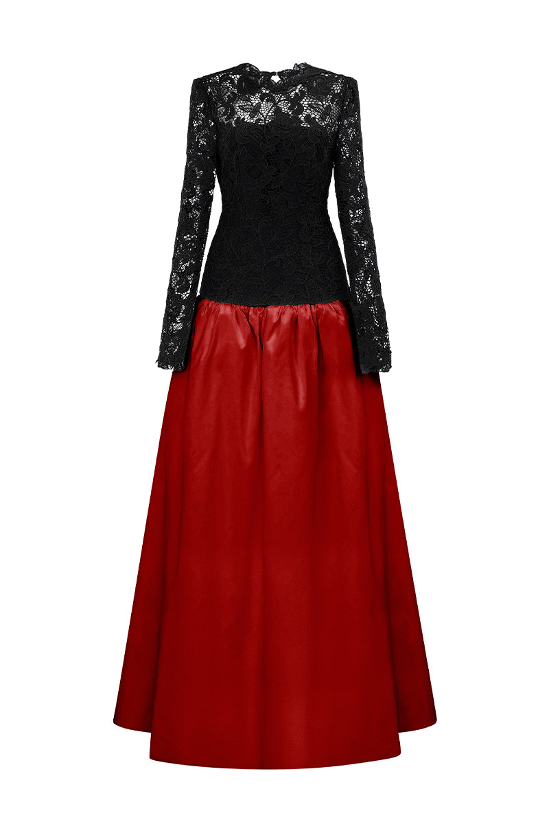 LONG SLEEVES BALL GOWN WITH BUBBLE HEM