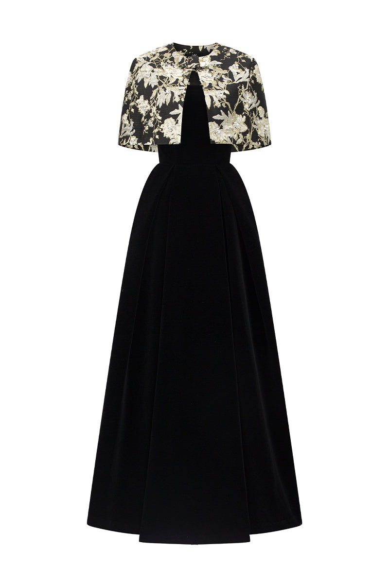Burstier A-Line Gown With Mini Cape
