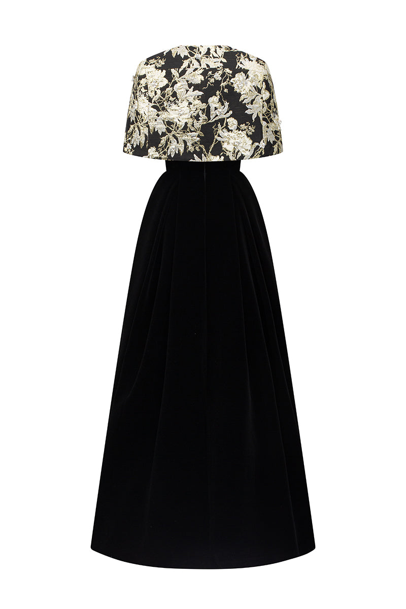 Burstier A-Line Gown With Mini Cape