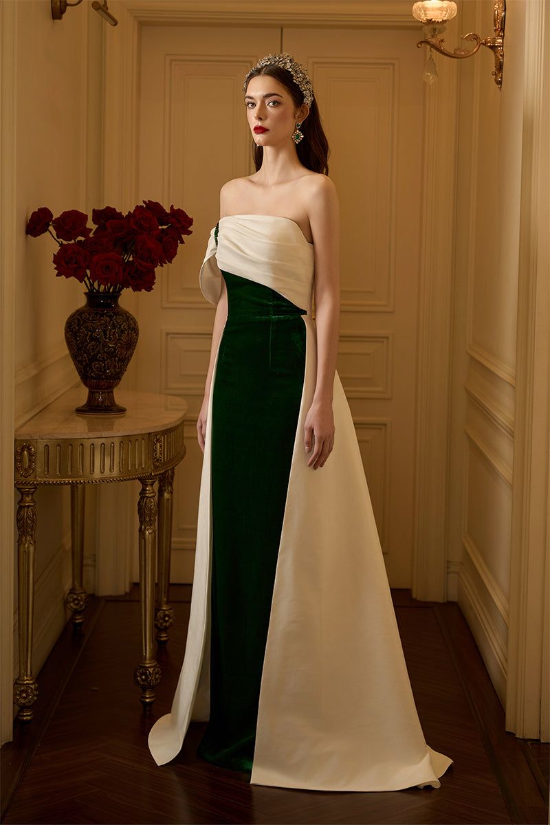 Burstier Column Gown With Shoulder Draped Detail