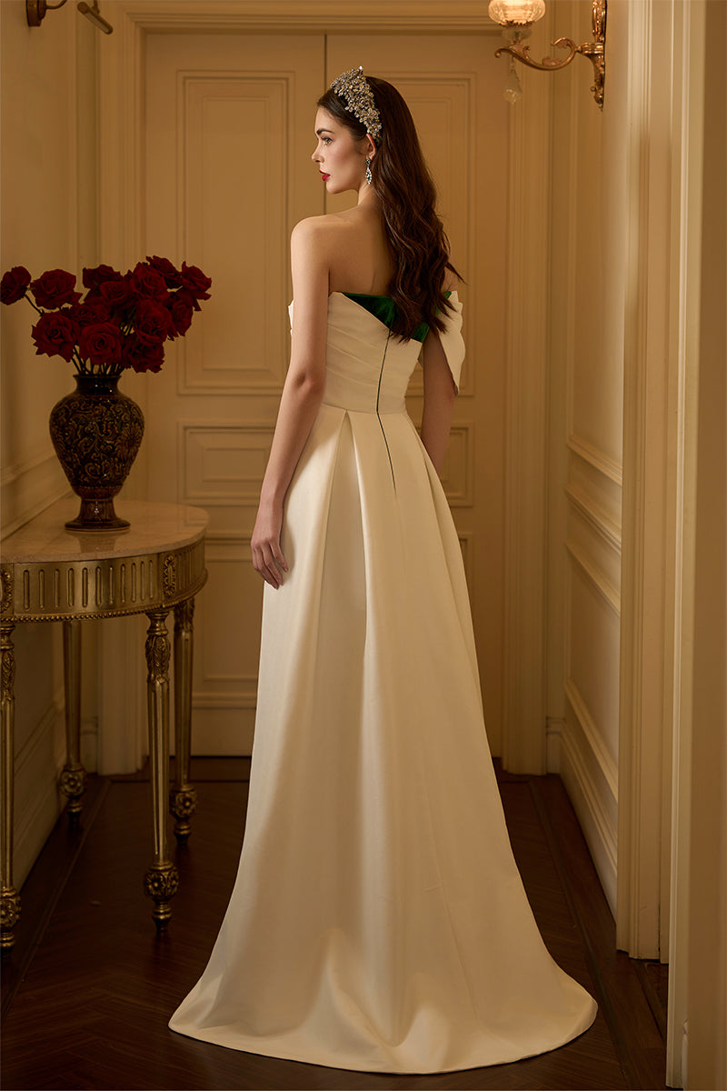 Burstier Column Gown With Shoulder Draped Detail