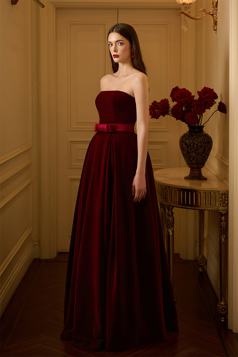 Burstier Pleated A-line Gown
