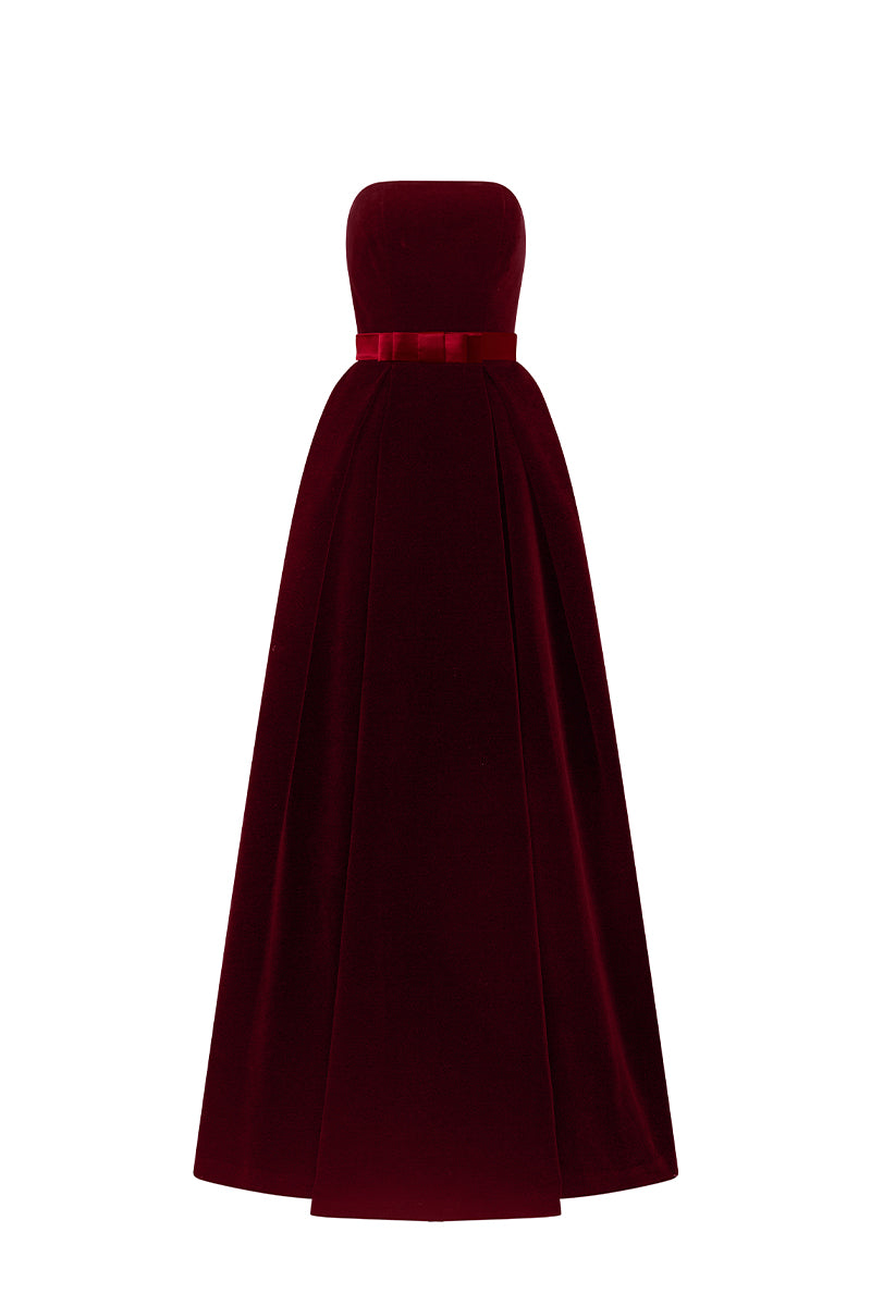 Bustier Pleated A-line Gown