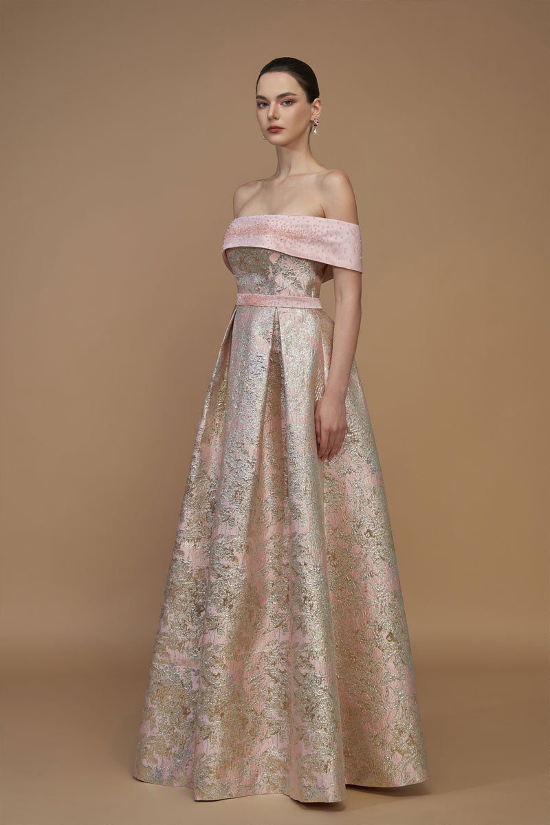 Bustier A-Line Gown In Light Pink