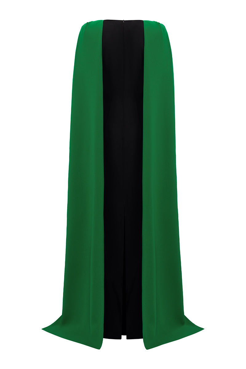 Column Evening Gown With Draped Ribbon Over The Shoulder