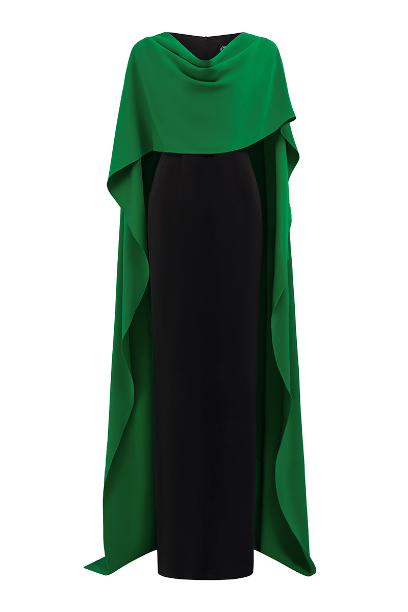 Column Evening Gown With Draped Ribbon Over The Shoulder