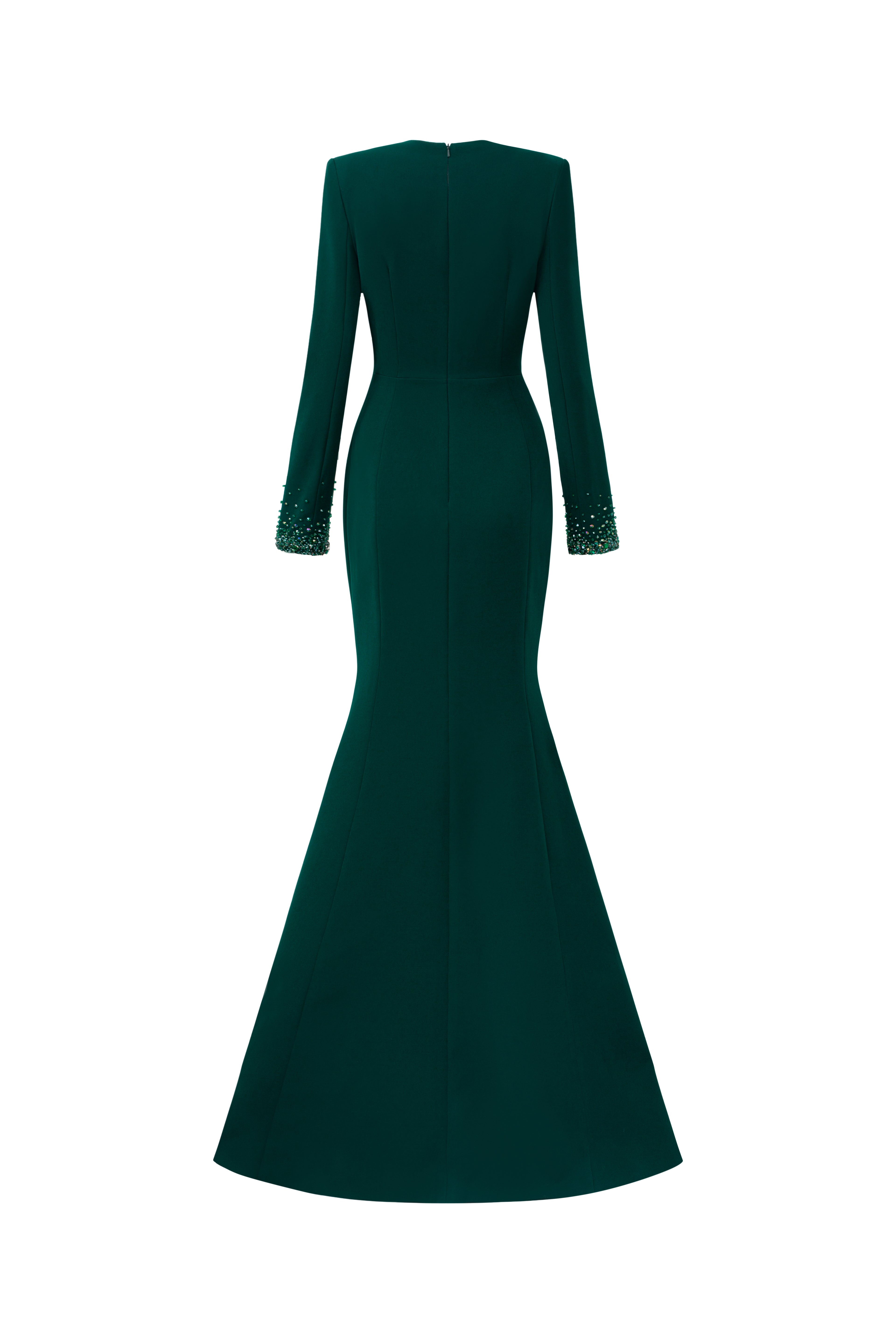 V-Neck Mermaid Gown With Long Sleeves