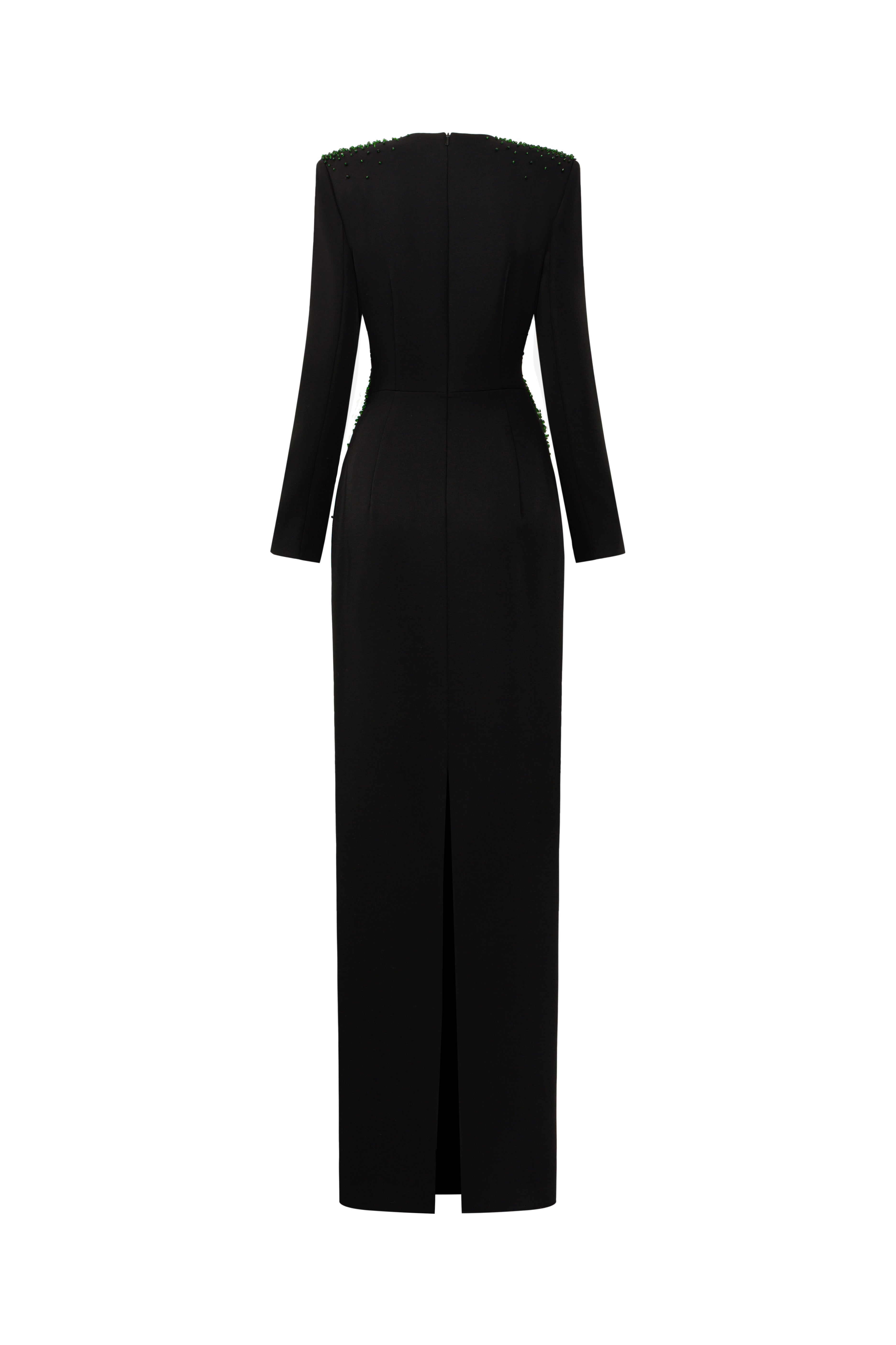 V-Neck Column Gown With Long Sleeves