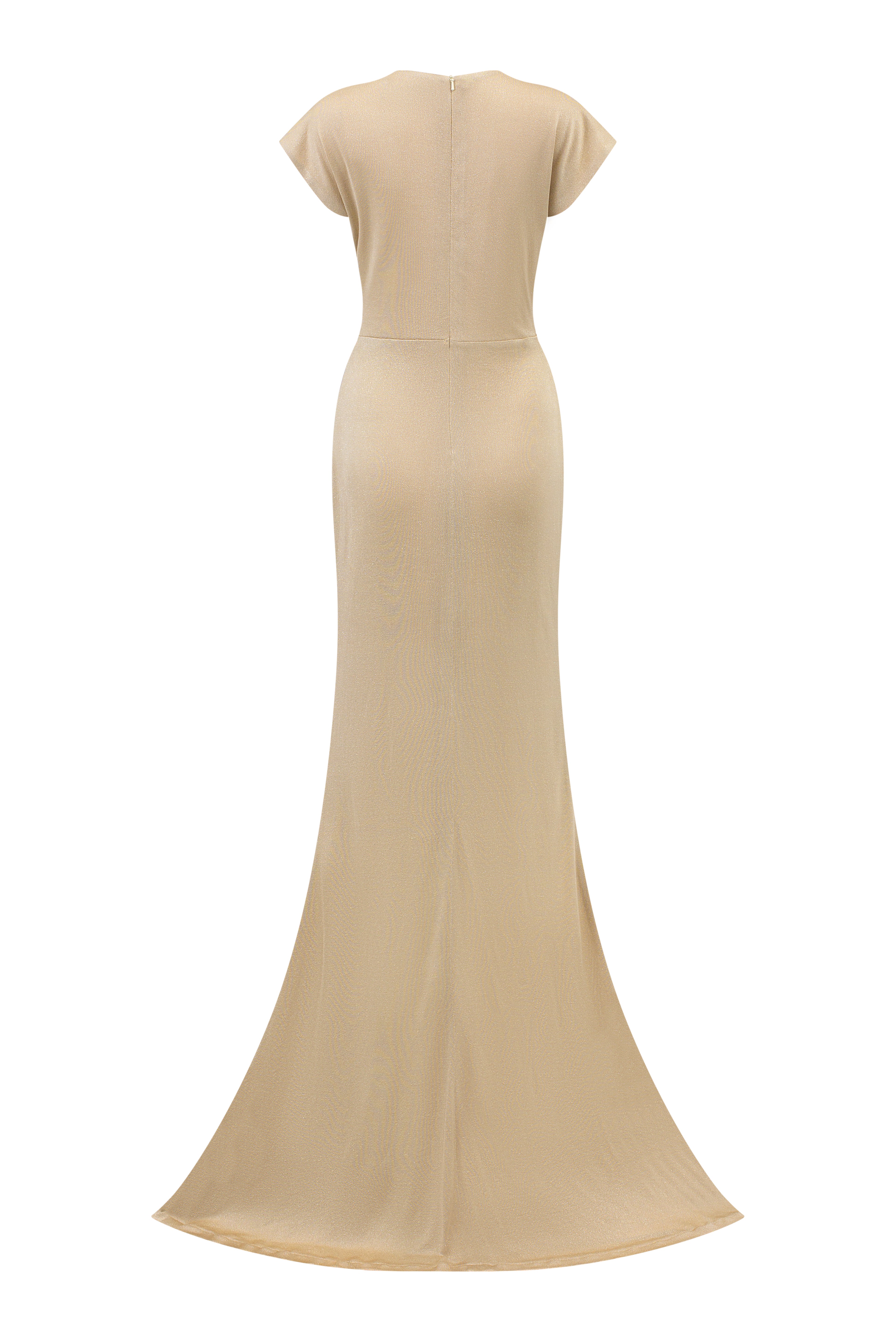 V-Neck Gathered Waistline Jersey Gown
